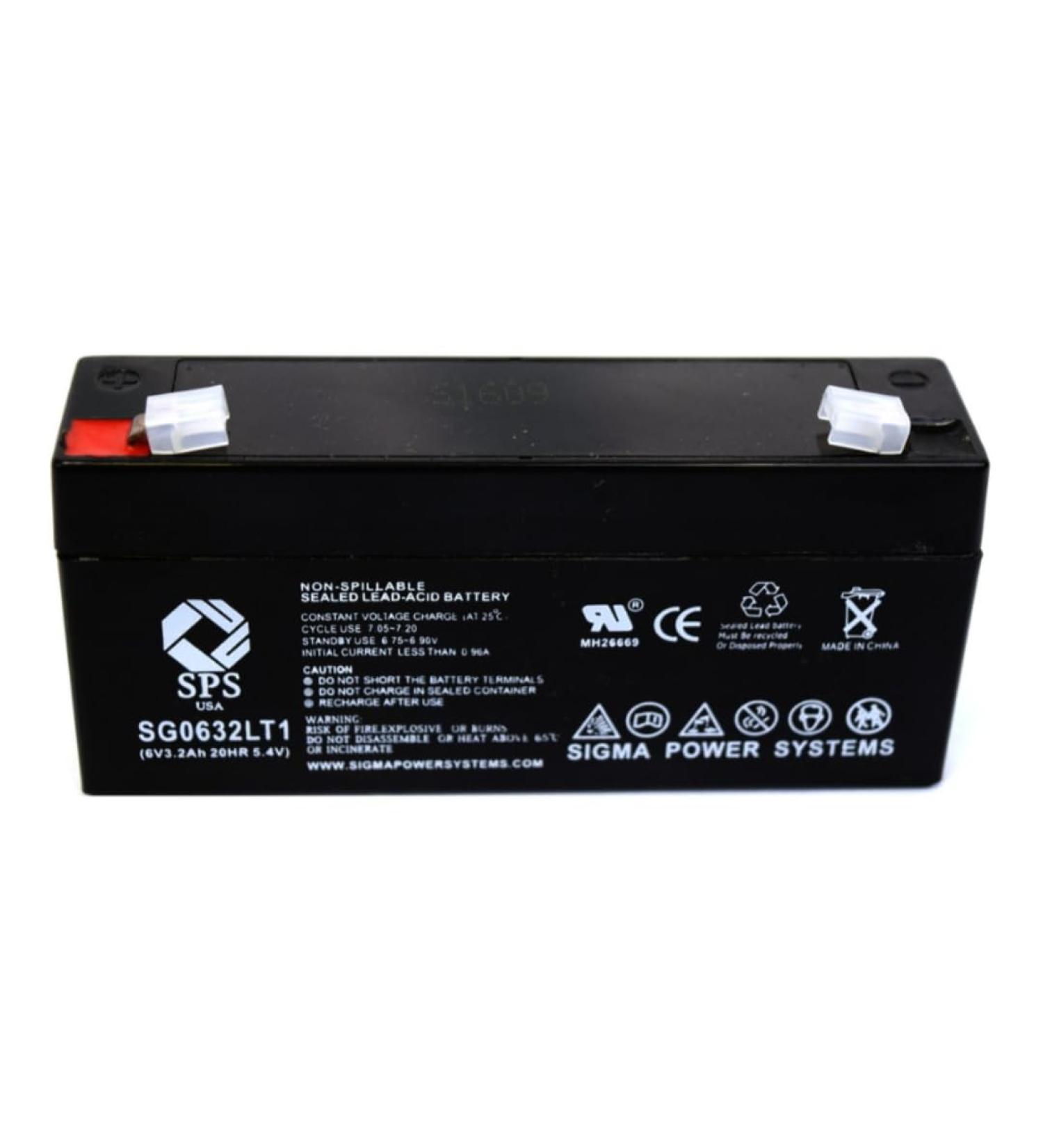 SPS Brand 6V 3.2Ah (Termina LT1) Replacement Battery for Werker WKA6-3.3F