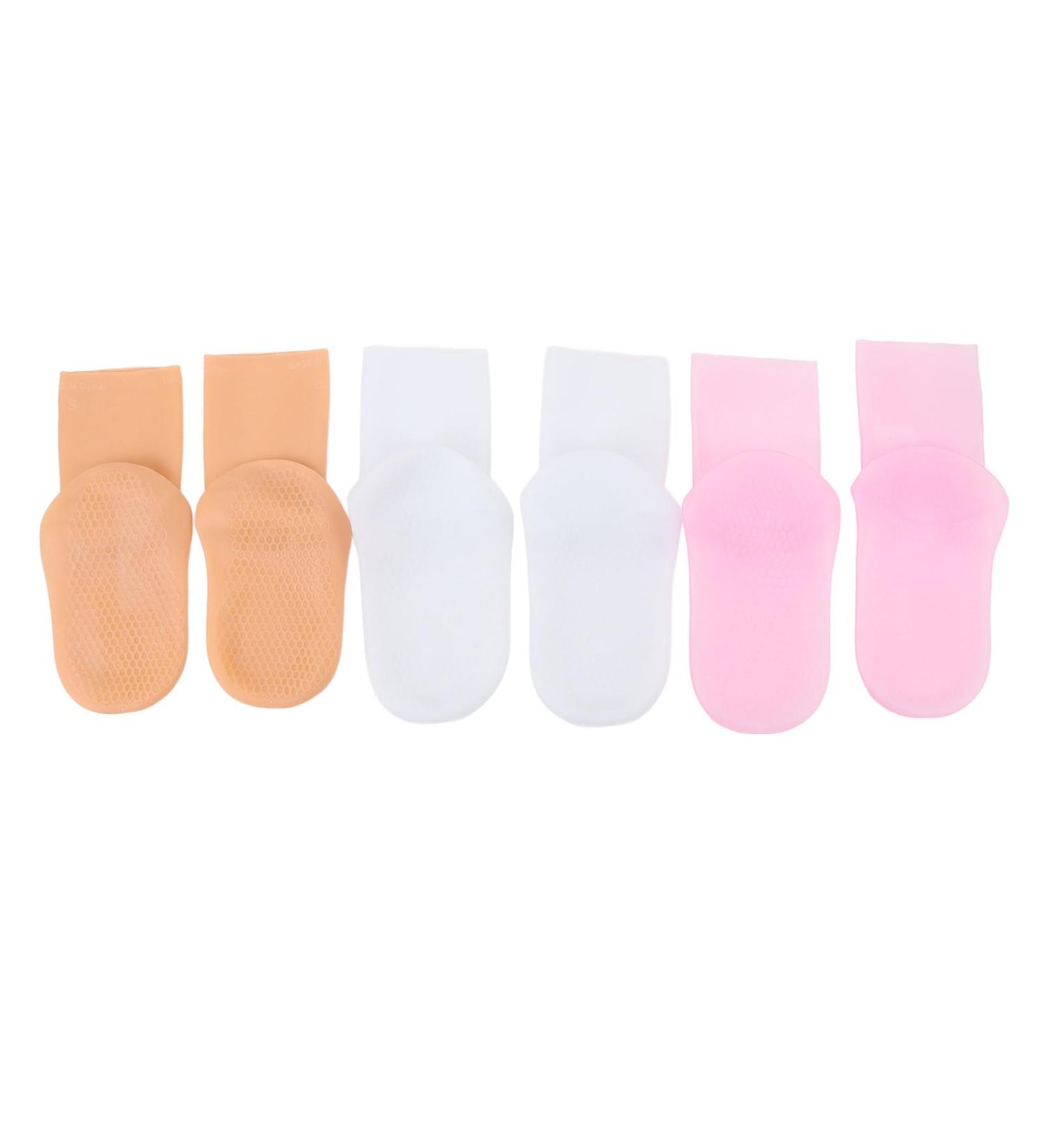 3 Pairs Silicone Moisturizing Socks Flexible Elastic Hydrating Spa Socks Pedicure Socks for Dry Cracked Feet Pink Skin Tone White (-1411240283012) - Buy Online on SooperMarket.com