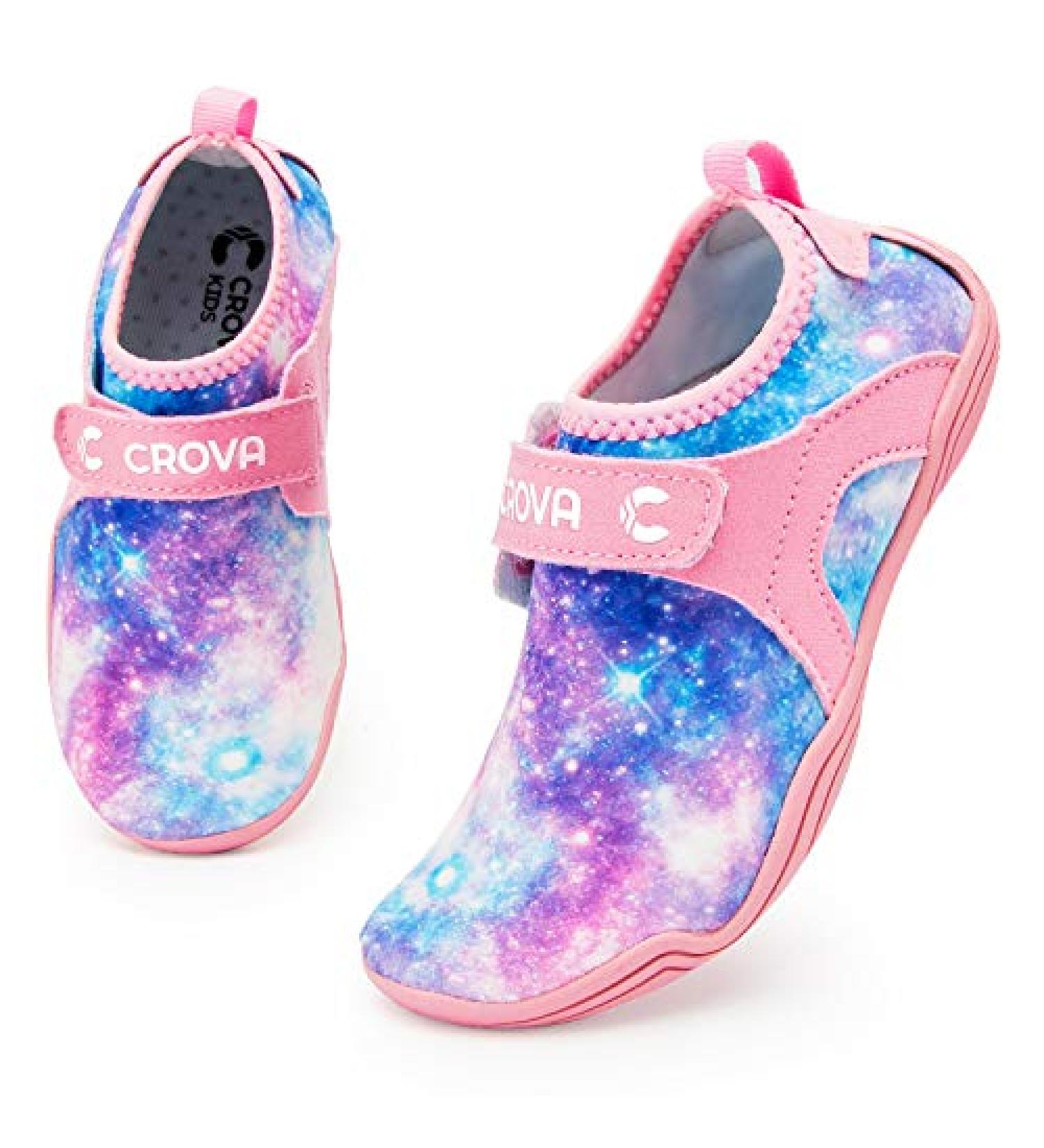 CROVA Kids Water Sports Shoes - Ultra Light Quick-Dry Aqua Socks for Boys Girls - Purple Galaxy Design - Sizes 2.5-10 Toddler/Little Kid - Buy Online on SooperMarket.com