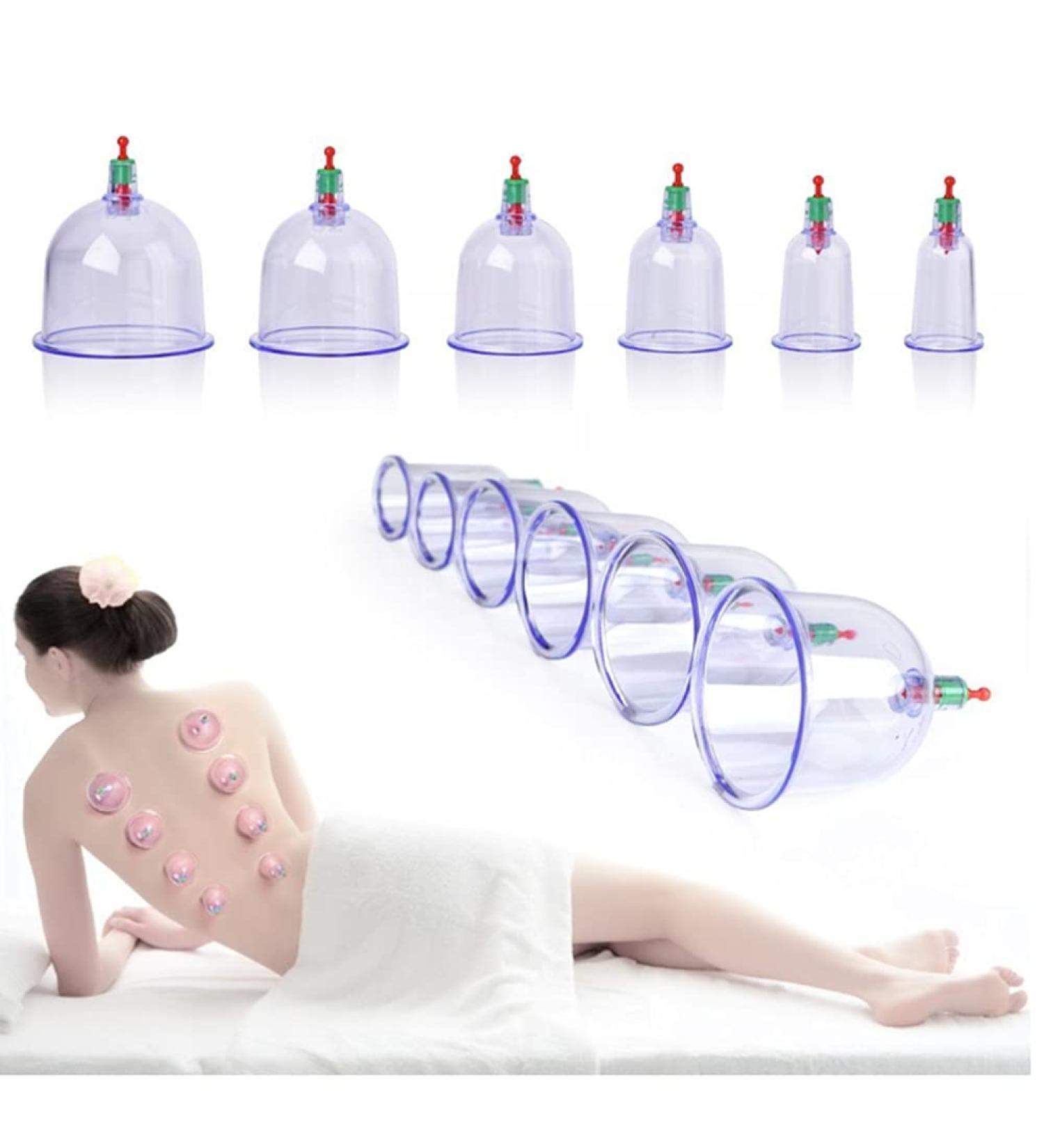 Premium Chinese Cupping Therapy Set with Pump - 12-Piece Transparent Massage Cups for Wrinkle Reduction (25x20x9 cm) - International Shipping Available - Buy Online on SooperMarket.com