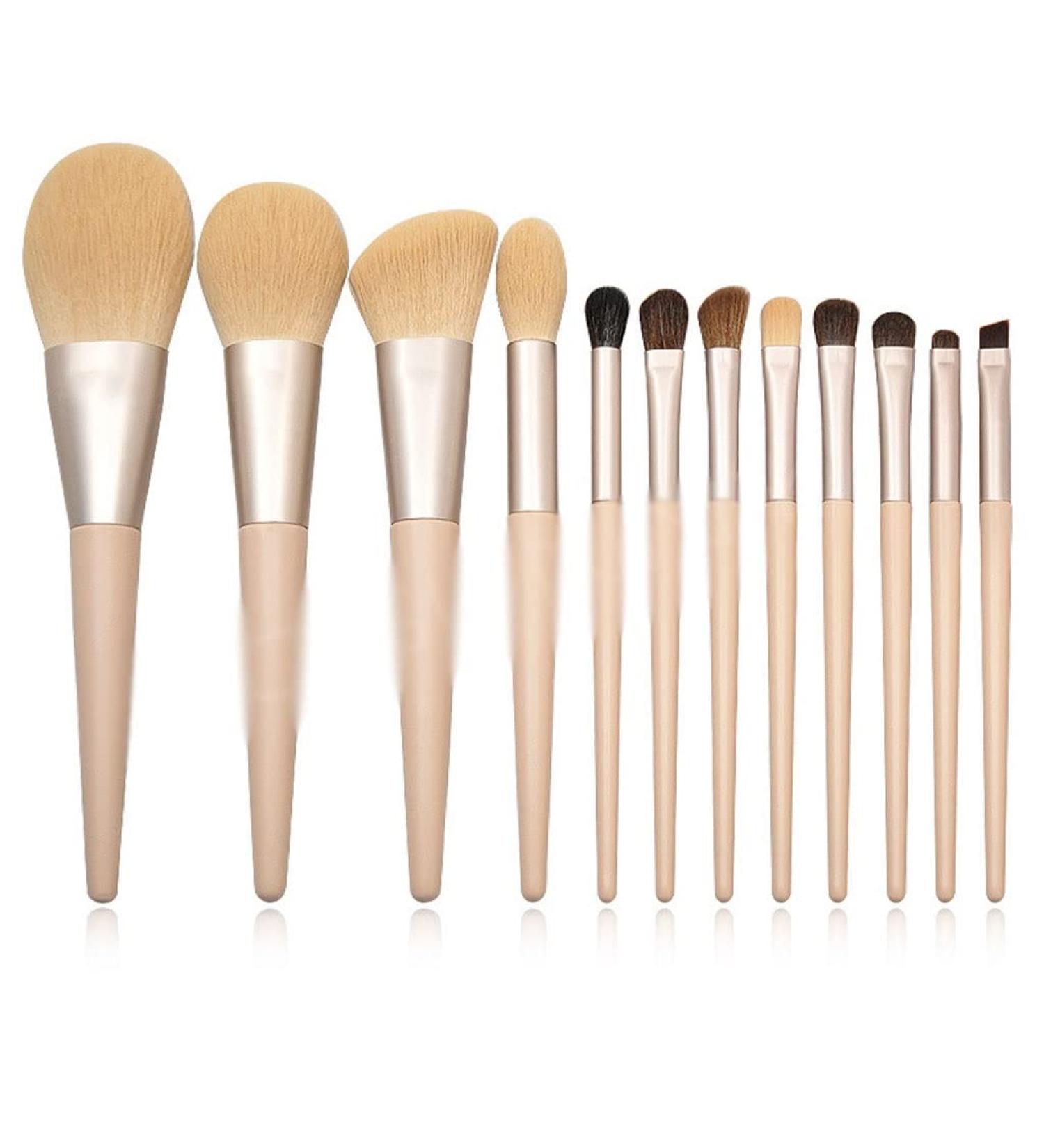 Buy DFHBFG 12-Piece Wooden Handle Makeup Brush Set | Premium Powder Shadow & Eyebrow Brushes | International Shipping Available - Buy Online on SooperMarket.com