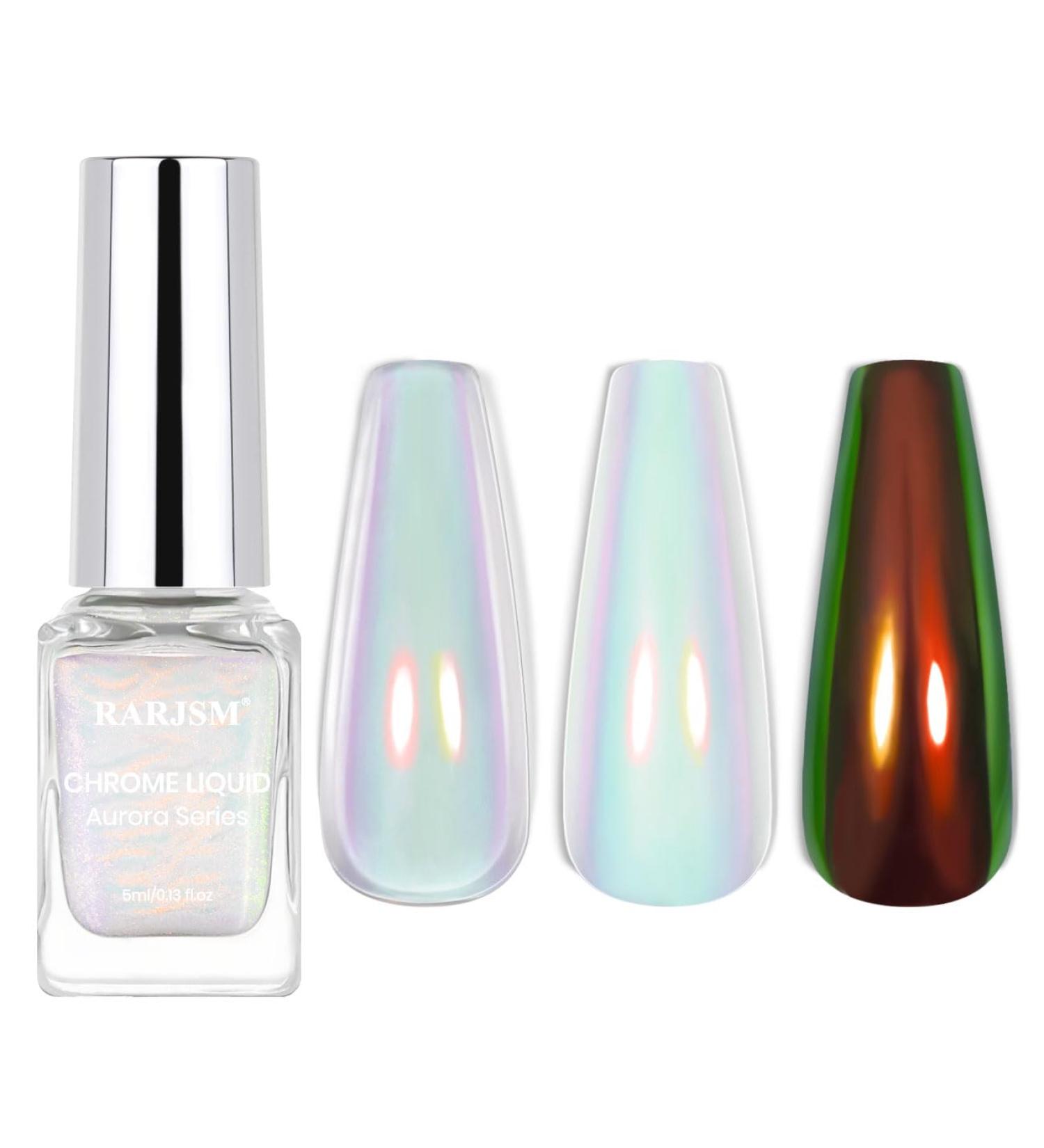 RARJSM Aurora Liquid Chrome Nail Powder - Red Green Chameleon Metallic Mirror Effect - 5ML - Iridescent Chrome for Gel Polish - Nail Art Accessories - Buy Online on SooperMarket.com