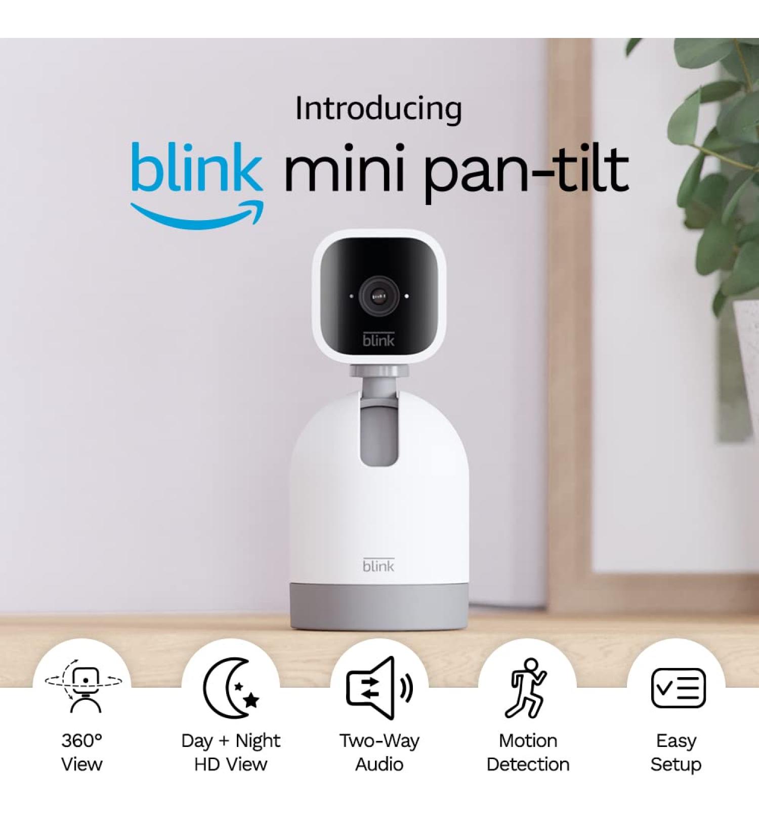 Blink Mini Pan-Tilt Camera | Indoor Smart Security Camera with HD Video & Motion Detection | Alexa Compatible (White) - Buy Online on SooperMarket.com