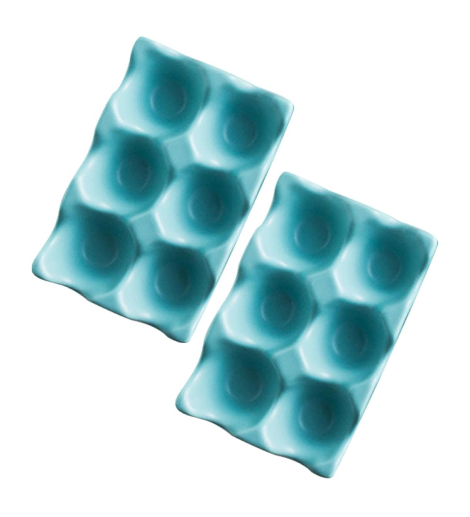 OSALADI 2pcs Egg Storage Practical Egg Tray Refrigerator Egg Holder Kitchen Egg Tray Household Storage Box Blue 14.5X9.5X3.2CM - Buy Online on SooperMarket.com