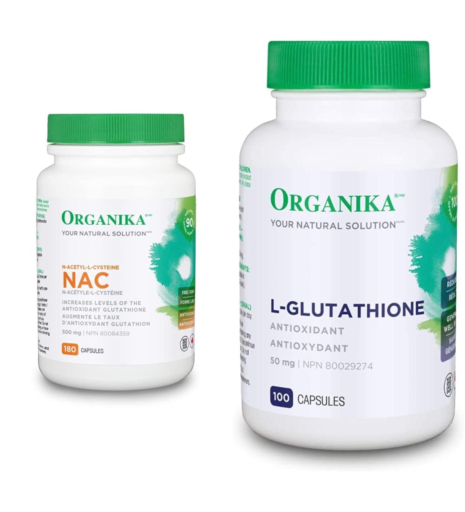 Organika NAC (N-Acetyl-L-Cysteine) 500mg & L-Glutathione (Reduced) | Supports Antioxidant & Detox Levels Immune System Support & Liver Support - Buy Online on SooperMarket.com