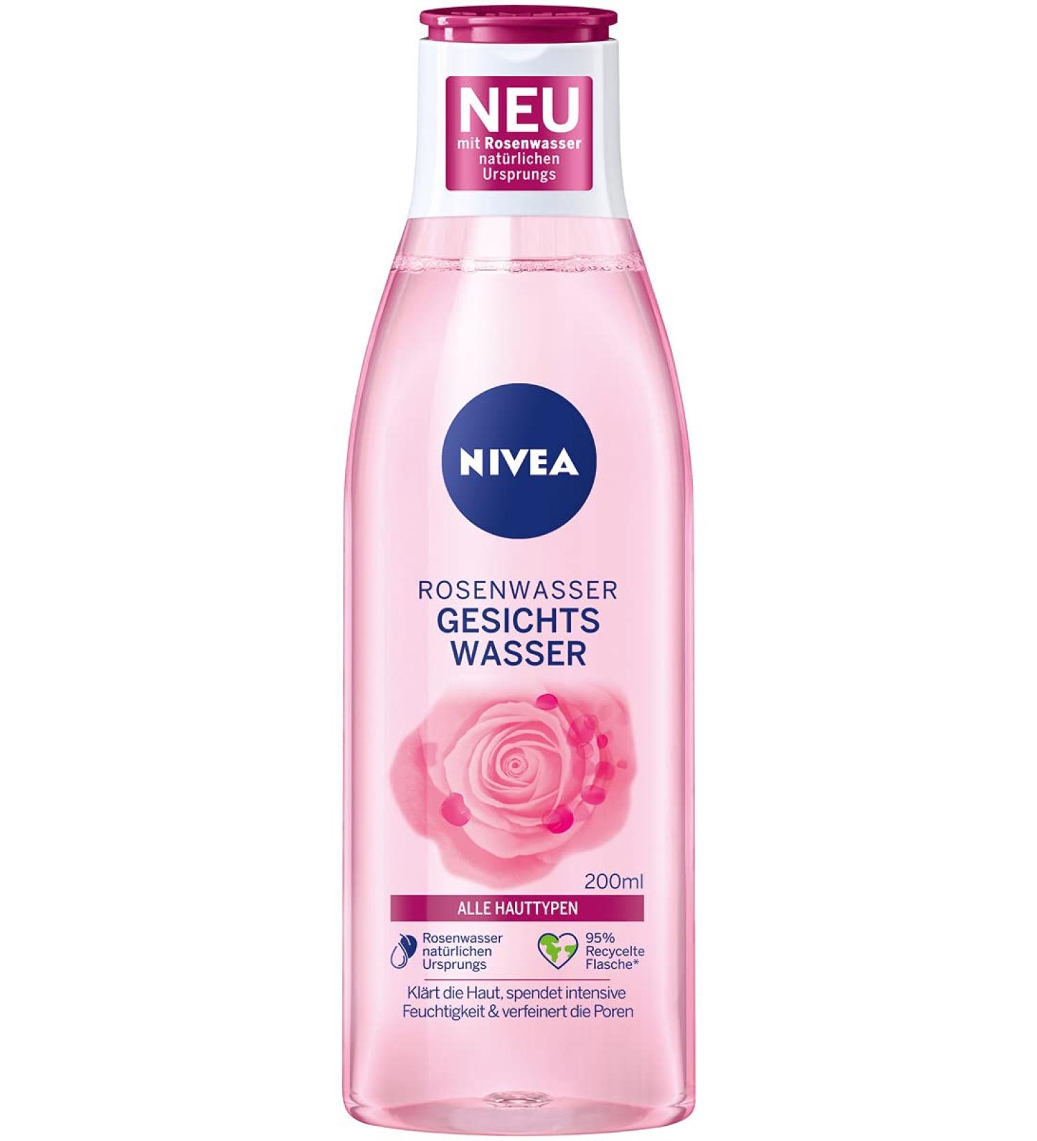 Nivea Rose Water Facial Water 200ml | Refreshing & Clarifying Facial Care for All Skin Types - Buy Online on SooperMarket.com
