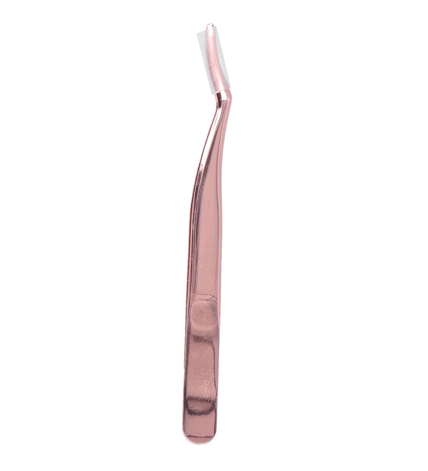 Professional Rose Gold Eyelash Extension Tweezers - Curved Stainless Steel for Mega Volume & Precise Application - Buy Online on SooperMarket.com