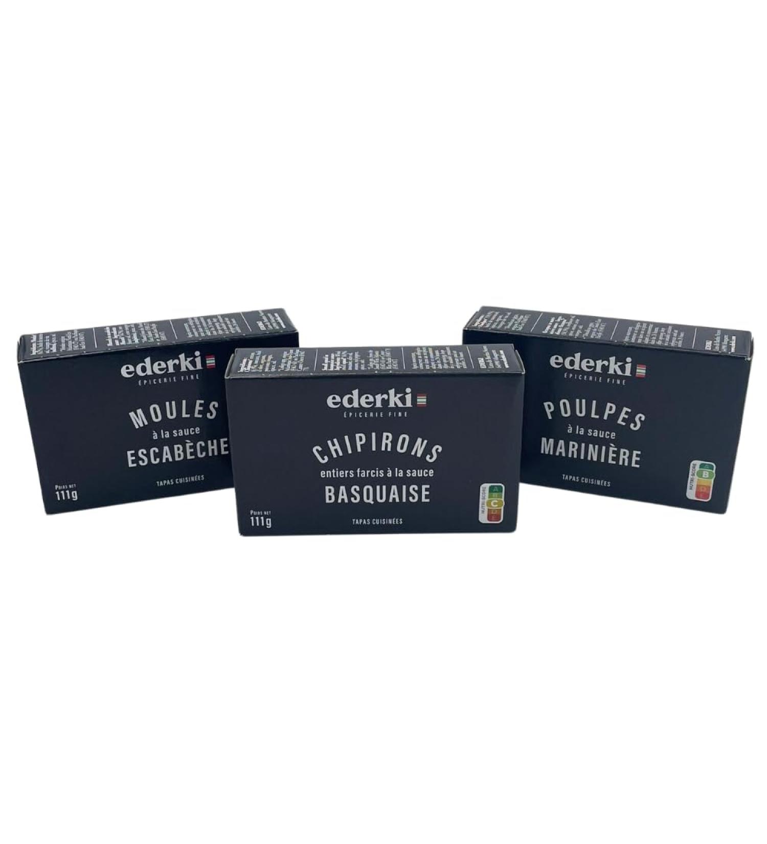 Ederki French Seafood Tapas Selection: Octopus Mussels and Squid - Buy Online on SooperMarket.com