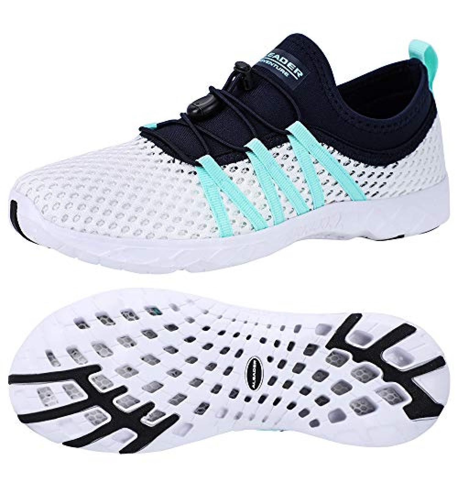 Aleader Women's Mesh Slip On Water Shoes 8 - White/Navy/Blue | Lightweight & Breathable - Buy Online on SooperMarket.com