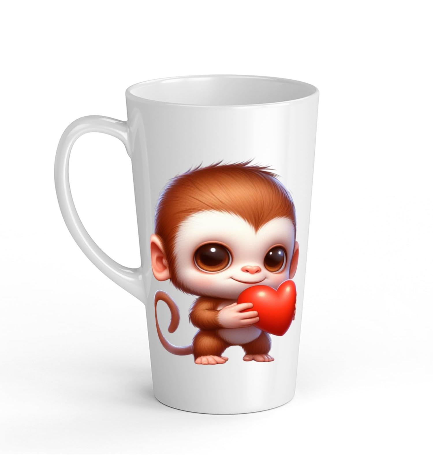 White Ceramic Baby Monkey Mug - Large 483 ml Perfect for Hot Chocolate or Milk Fun and Easy to Use