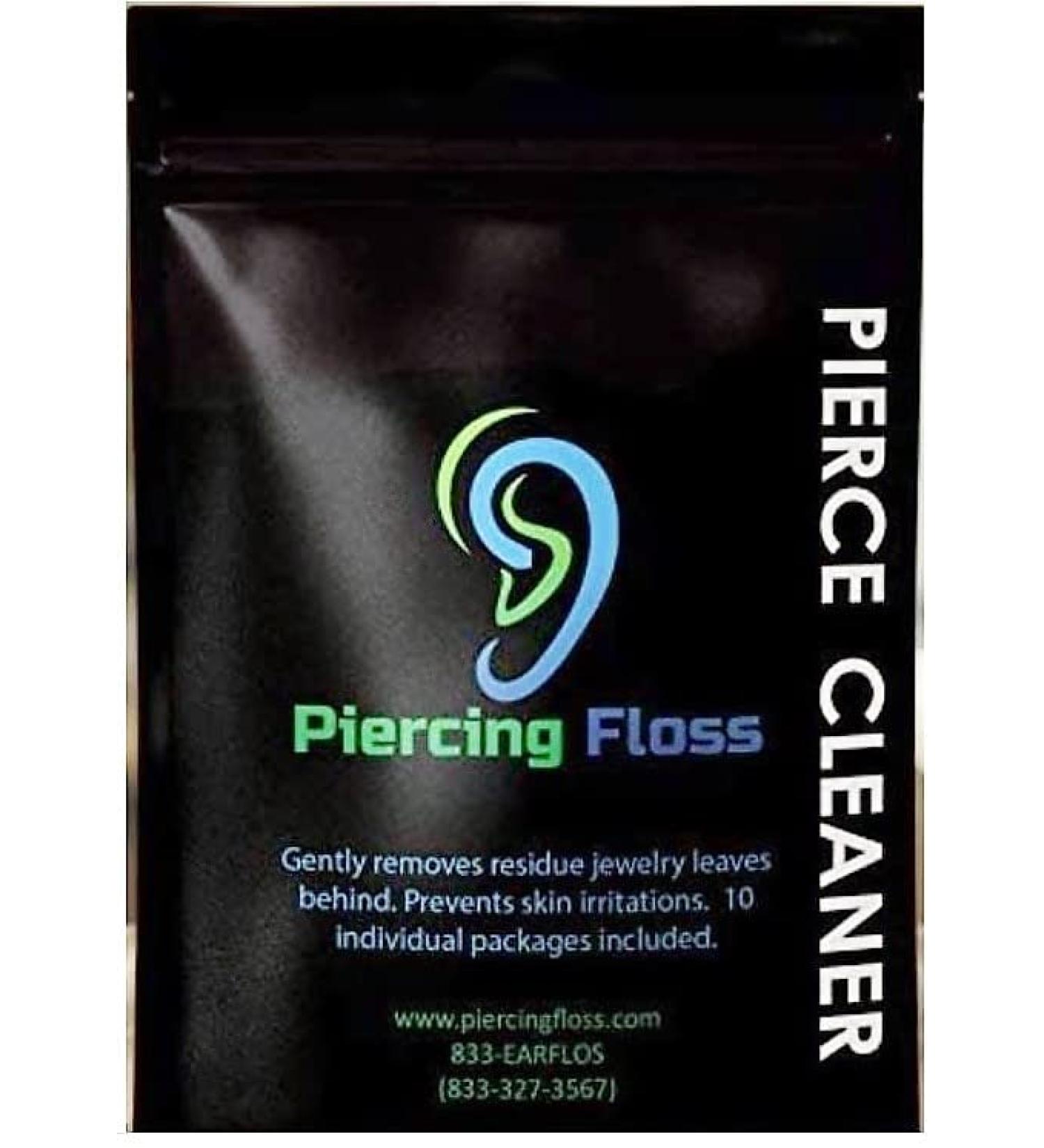 Piercing Site Cleaner Floss - USA-Made Aftercare for Ear, Belly, Nose, Nipple - Pack of 10 - Buy Online on SooperMarket.com