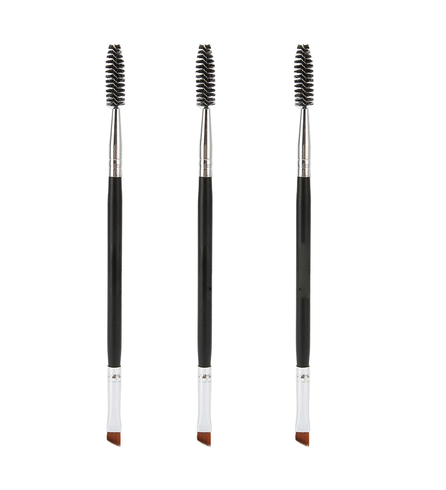 3Pcs Dual Brow Brush Set - Portable Professional Dual Headed Angled Eyebrow Brushes for Beauty Room & Travel - Ideal for Precise Eyebrow Application - Buy Online on SooperMarket.com