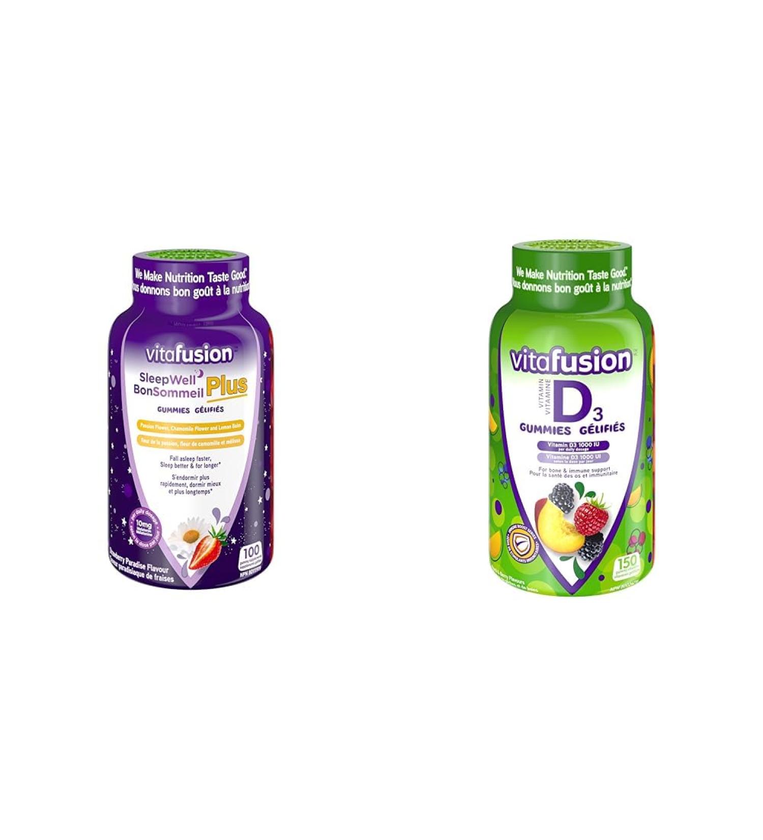 Vitafusion Sleepwell Plus Adult Vitamin Gummies 10mg Melatonin Per Daily Dose & D3 Adult Vitamin Gummies 1000 IU Vitamin D3 Daily Dose Supports Bones & Teeth* 150 Count - Buy Online on SooperMarket.com