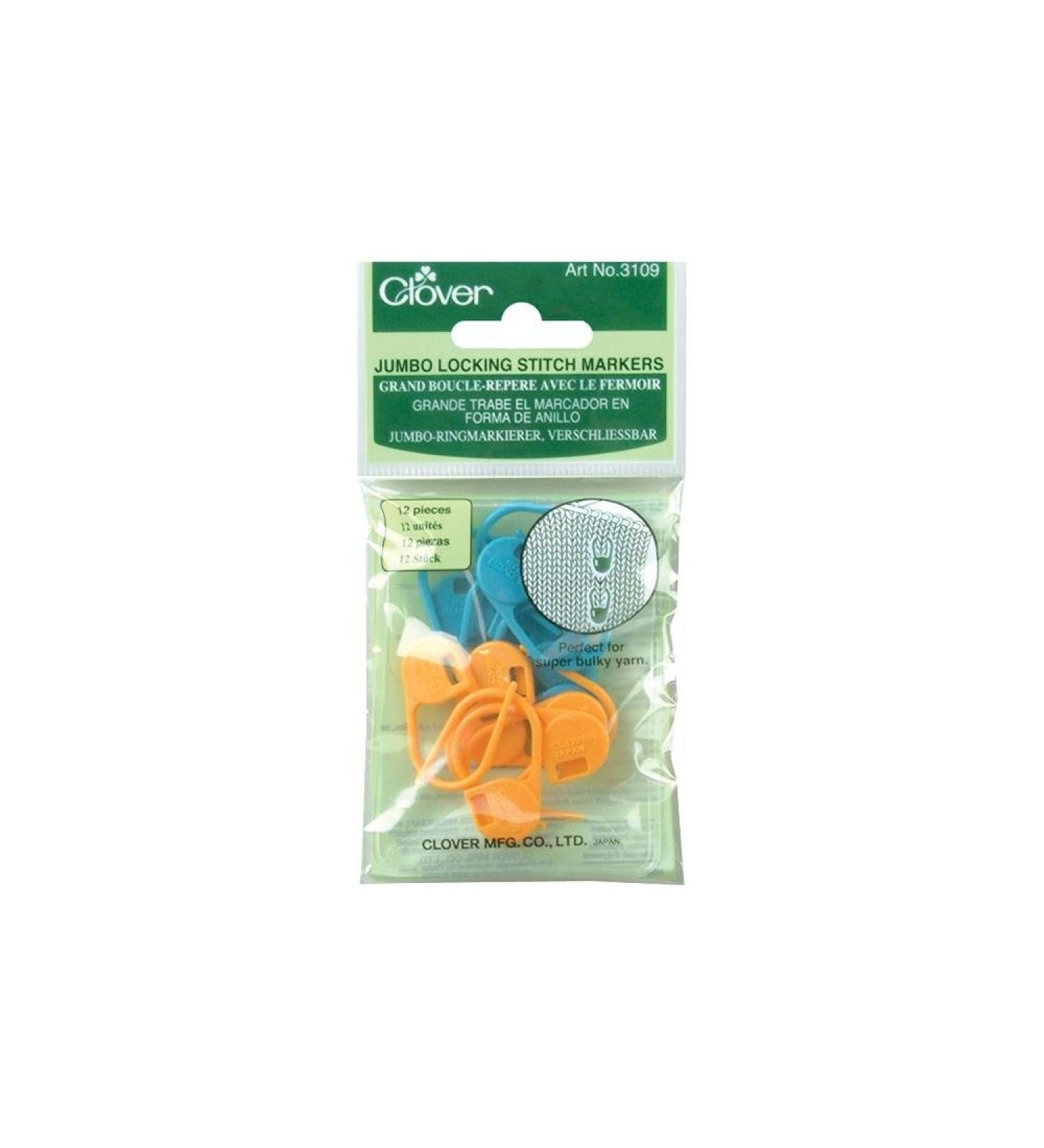 Clover 3109 Jumbo Locking Stitch Markers  blue  orange