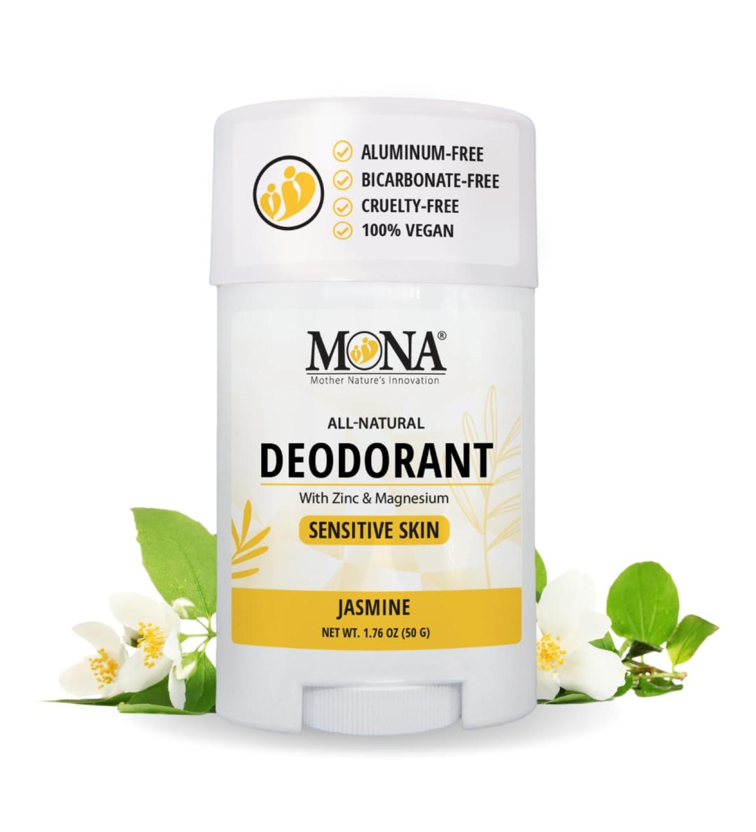 MONA BRANDS All Natural Deodorant For Women & Men | For Sensitive Skin | No Aluminum or Baking Soda | (JASMINE 1.76 Oz) - Buy Online on SooperMarket.com