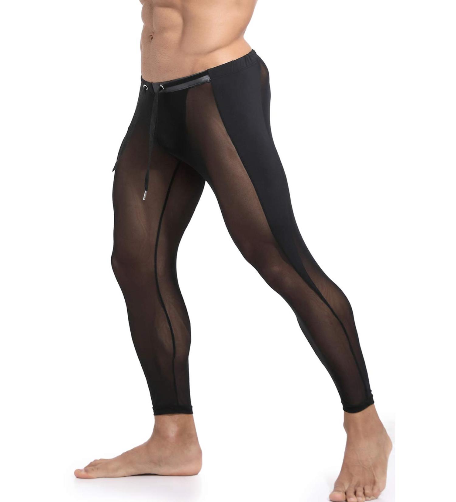 MIZOK Men's Mesh Yoga Pants Compression Tights Medium Black - Buy Online on SooperMarket.com