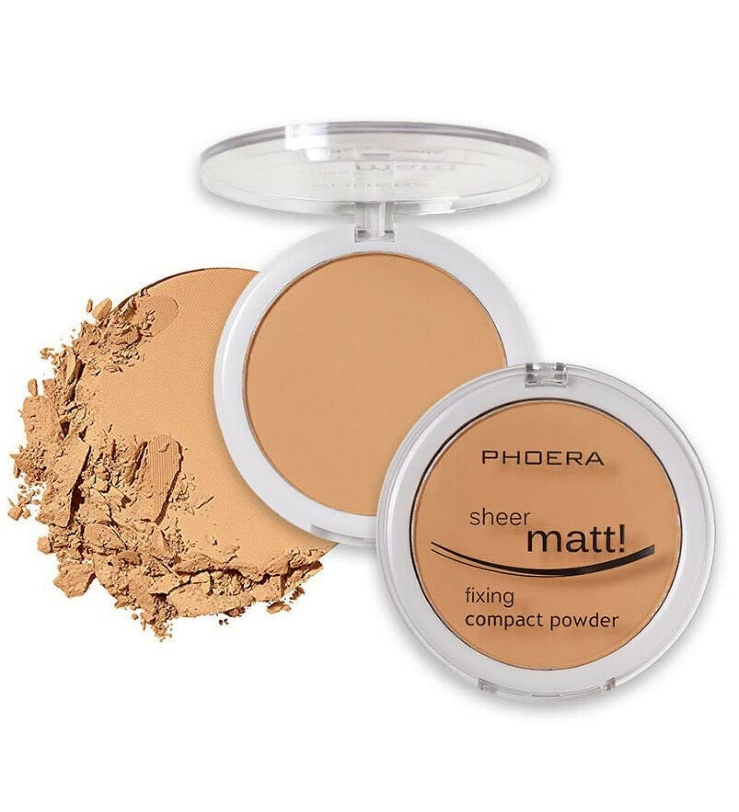 AQUAPURITY PHOERA Sheer Matte Fixing Powder Makeup Base - Long Lasting Foundation Compact with Vitamin E (205 Golden Beige) - Buy Online on SooperMarket.com