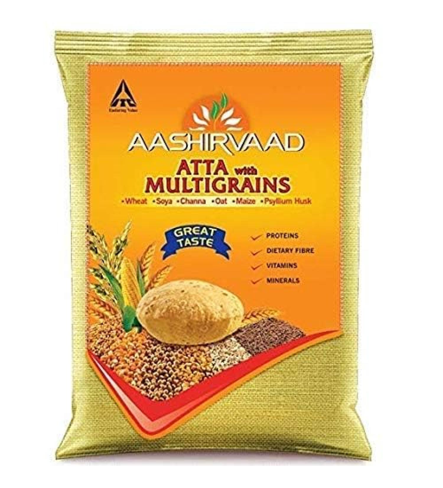 Aashirvaad Atta Multigrain - 10 kg | Blend of Wholesome Grains for Healthy Living | 100% Pure and Natural | Soft & Fluffy Rotis - Buy Online on SooperMarket.com