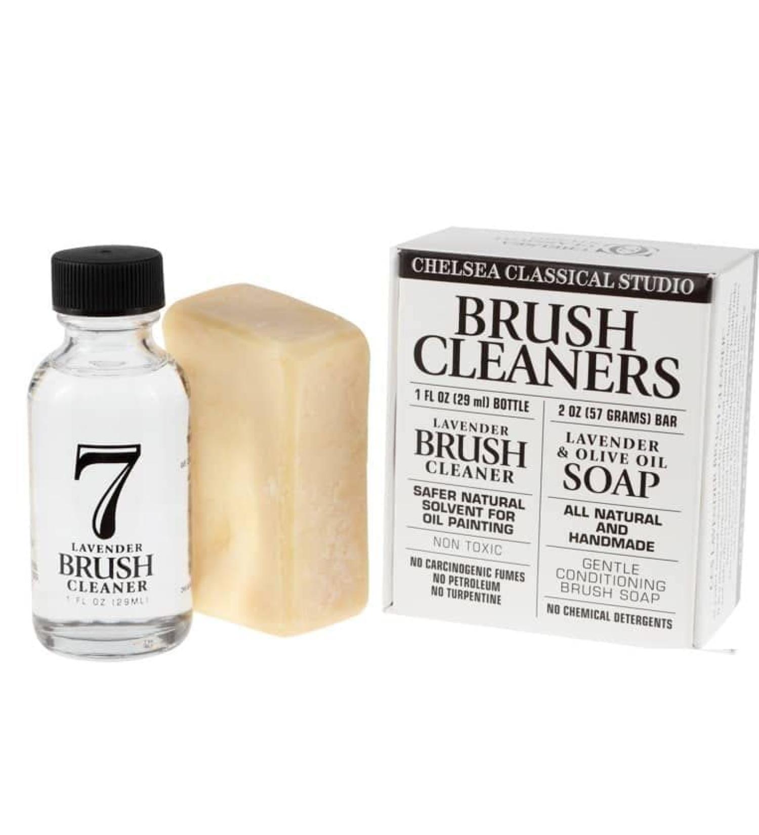 Chelsea Classic Studio Brush Cleaner Sampler Set - 1oz. Lavender Brush Cleaner & Lavender & Olive Oil All Natural Brush