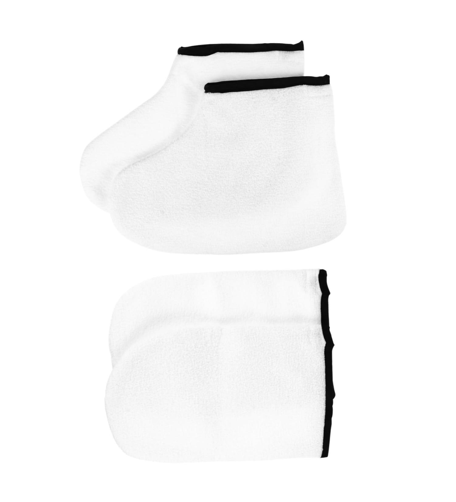 2 Pairs Leather Horn Boots Cloth Gloves Booties Beauty Foot Care Socks soap Paraffin Bath Mitts and Booties Men Home face Polyester Lining White Man Socks - Buy Online on SooperMarket.com