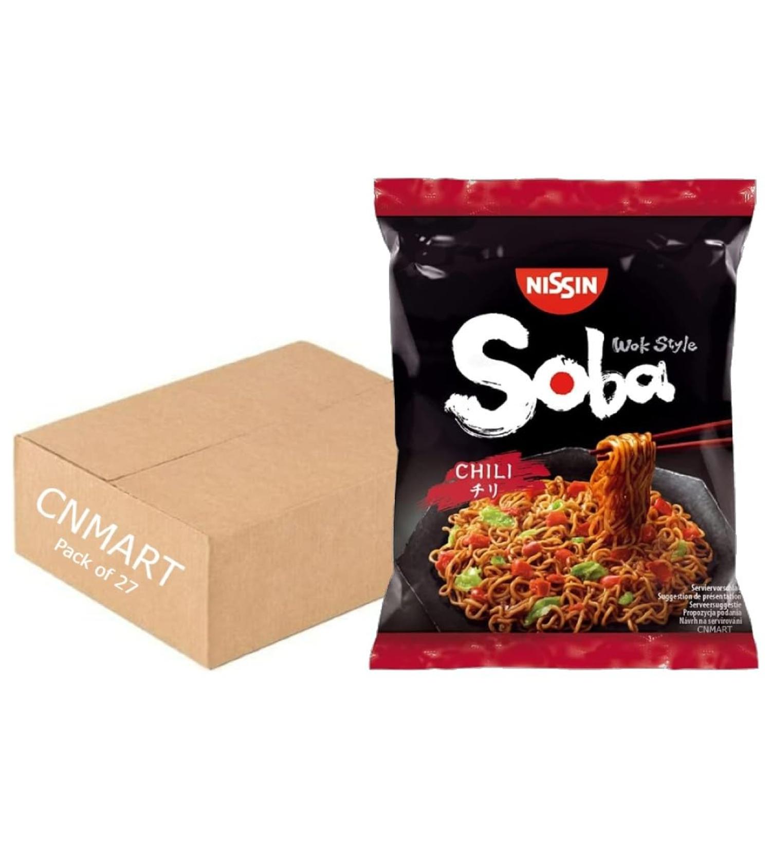 CNMART Nissin Soba Fried Instant Noodles Wok Style Chilli Flavour 111g (Pack of 27) - Buy Online on SooperMarket.com