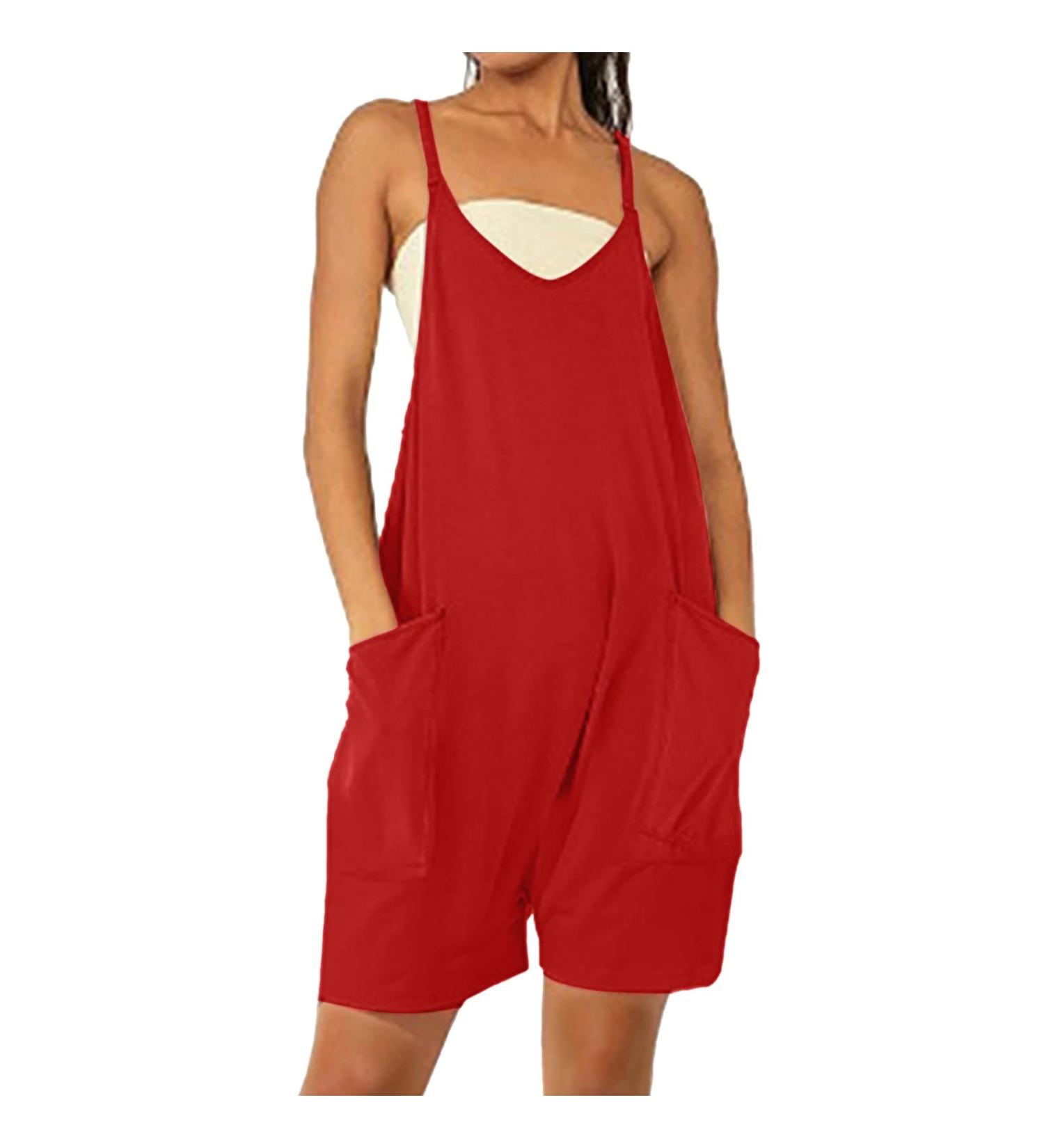 WILLBEST Women Dungarees Casual Loose Jumpsuit Long Sleeve Strap Oversized Bib Overalls Dressy Harem Wide Leg Long Pant Jumper 1753-oyvsw-3-red M - Buy Online on SooperMarket.com
