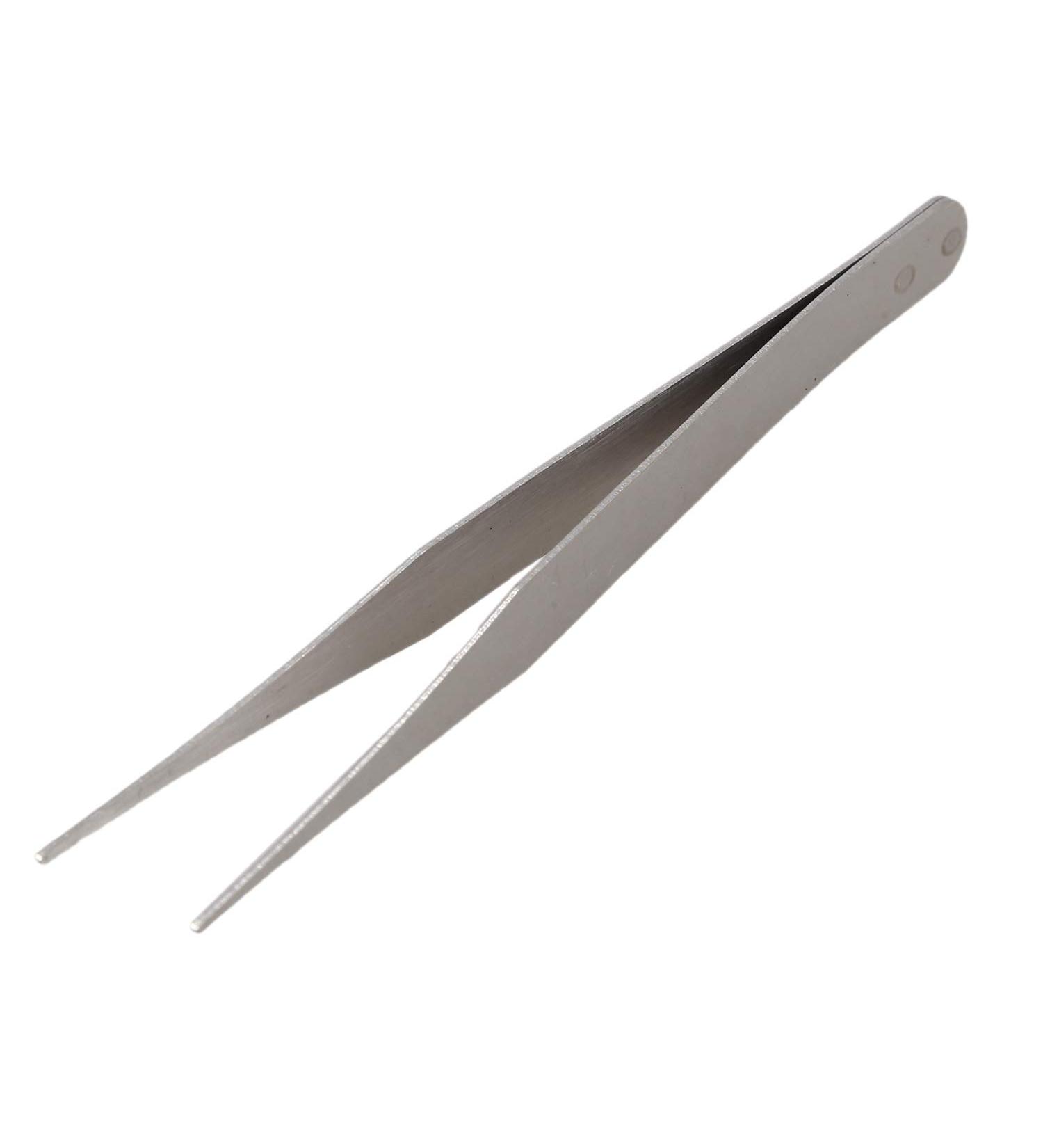 Buy (R) Stainless Steel Pointed Straight Tweezers 4.5 - Durable Silver Tweezers for Precision - International Shipping Available - Buy Online on SooperMarket.com