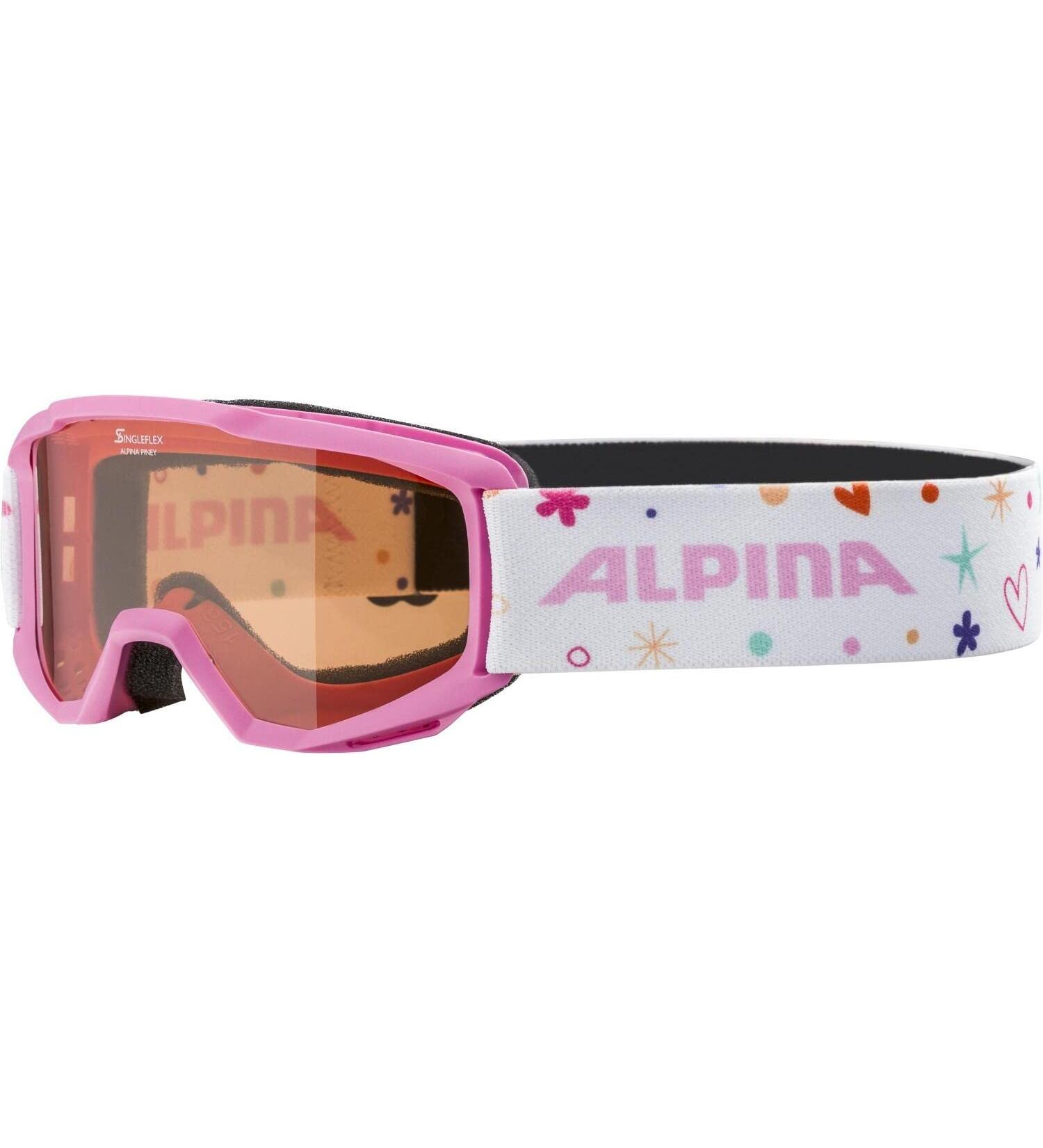 ALPINA SCARABEO Q-LITE - Mirrored contrast-enhancing OTG ski goggles with 100% UV protection for adults rose-rose one size