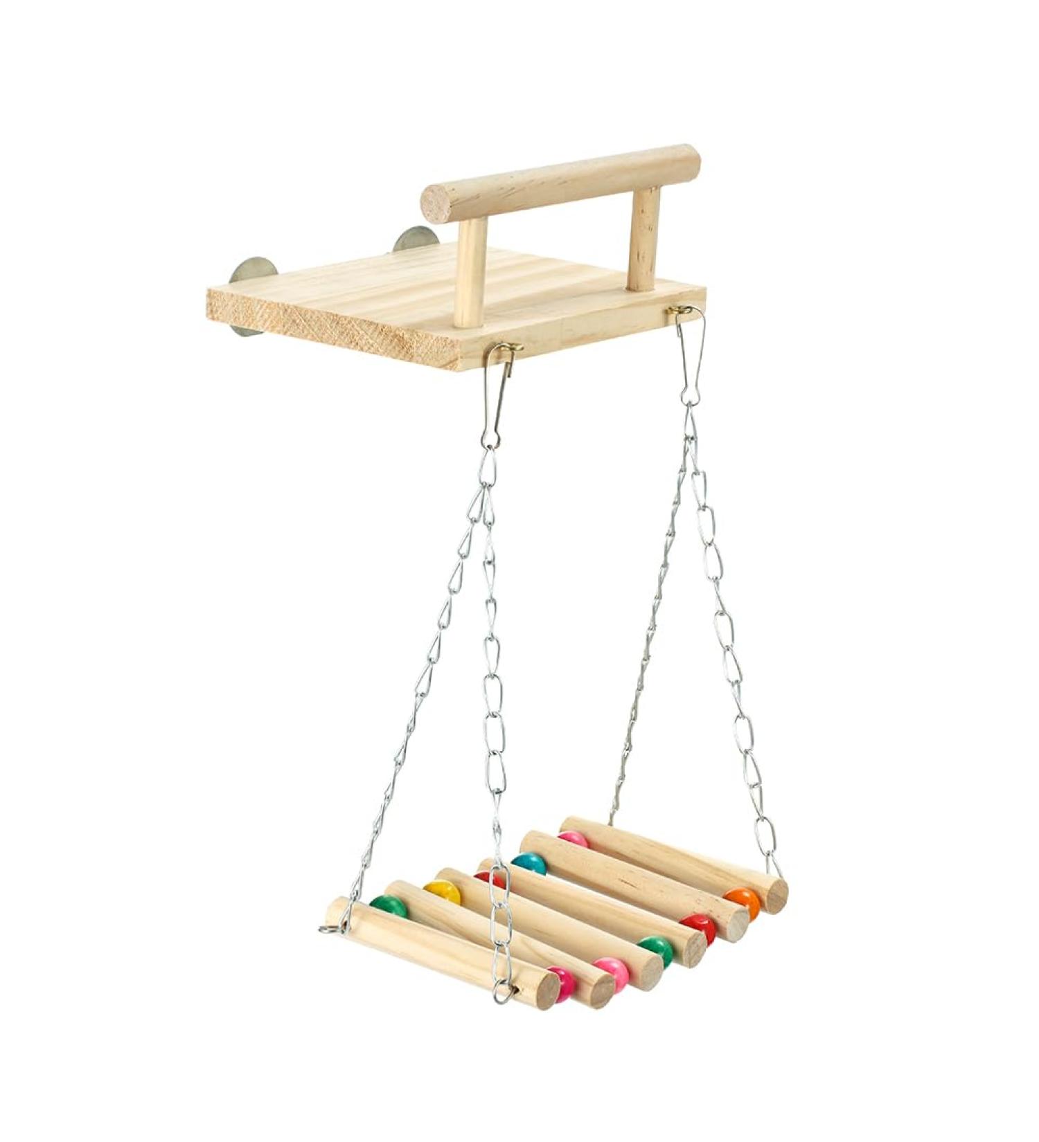 Bird Perches Cage Toys Parrot Wooden Platform Exercise Stands with Wood Swing Ferris Wheel Chewing for for Parakeet Conure Cockatiel Budgies Hummingbird (Style C) - Buy Online on SooperMarket.com