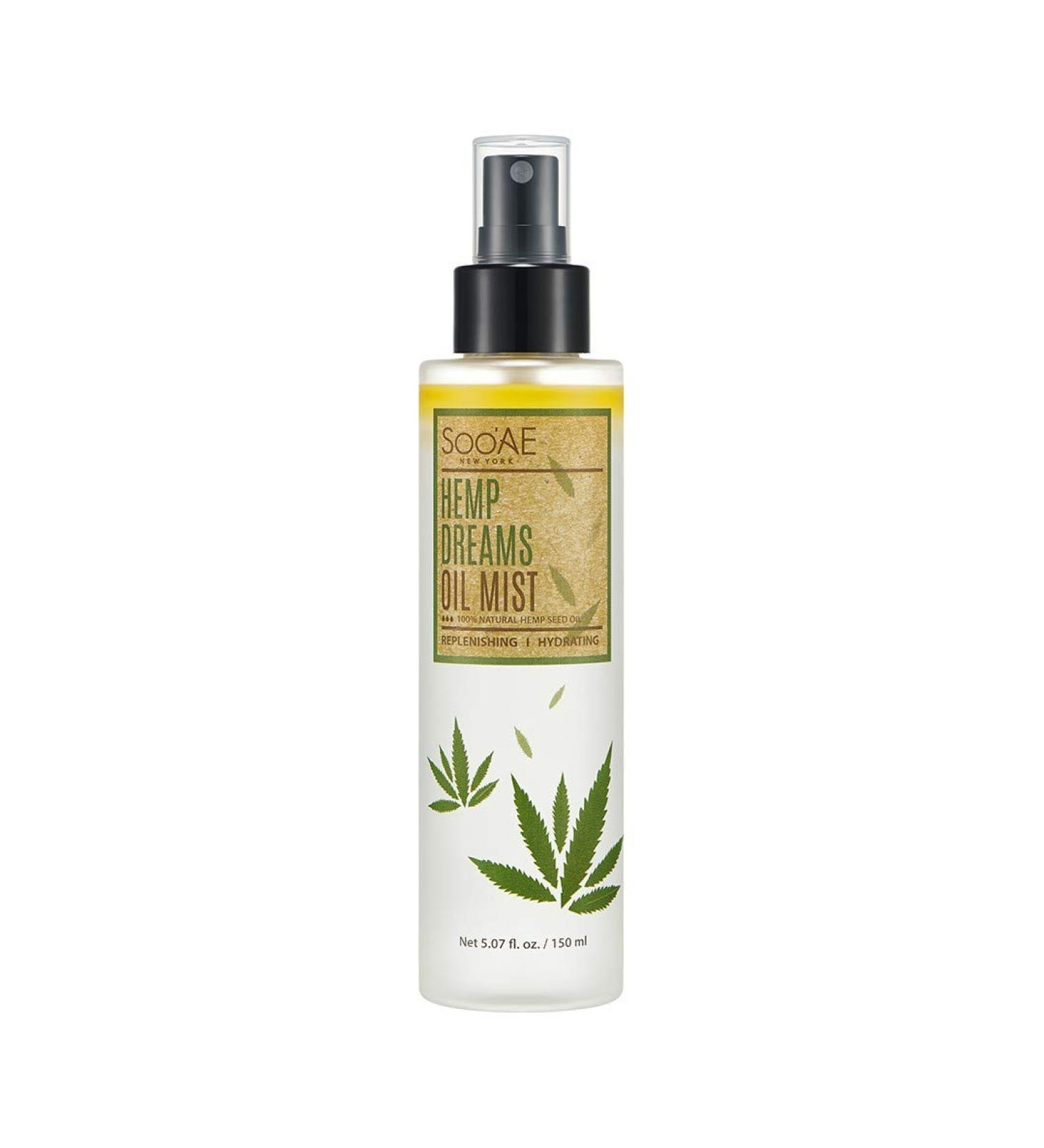 Soo'AE Hemp Dreams Face Oil Mist - NOURISHING + HYDRATING Hemp Oil toner Hemp Seed Oil Face mist Olive oil Coconut water moisturizing hydration facial mist body mist spray Fine mist facial spray