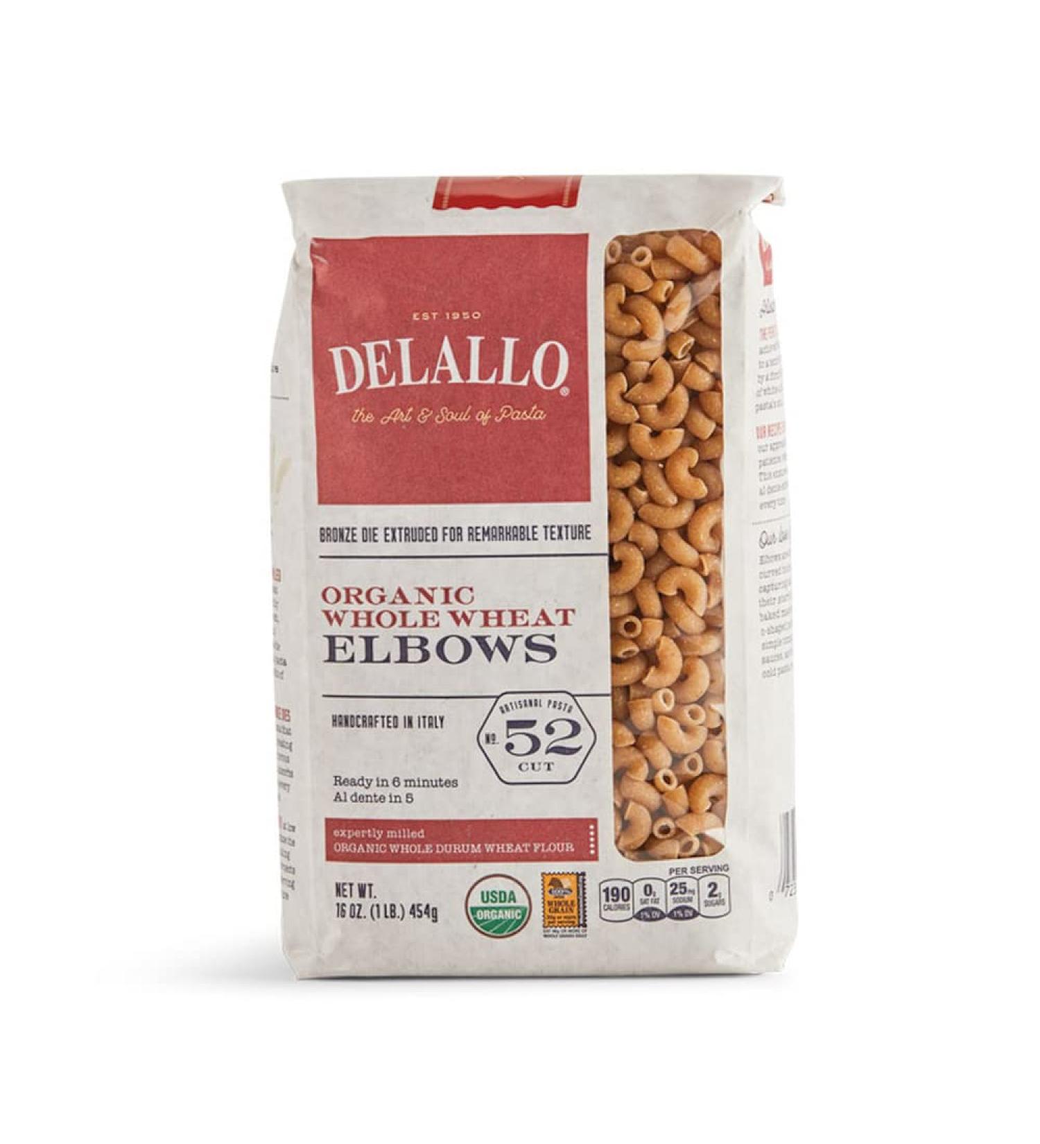 DeLallo Organic Whole Wheat Elbow Macaroni 1lb - 8-Pack | Healthy Pasta Choice - Buy Online on SooperMarket.com