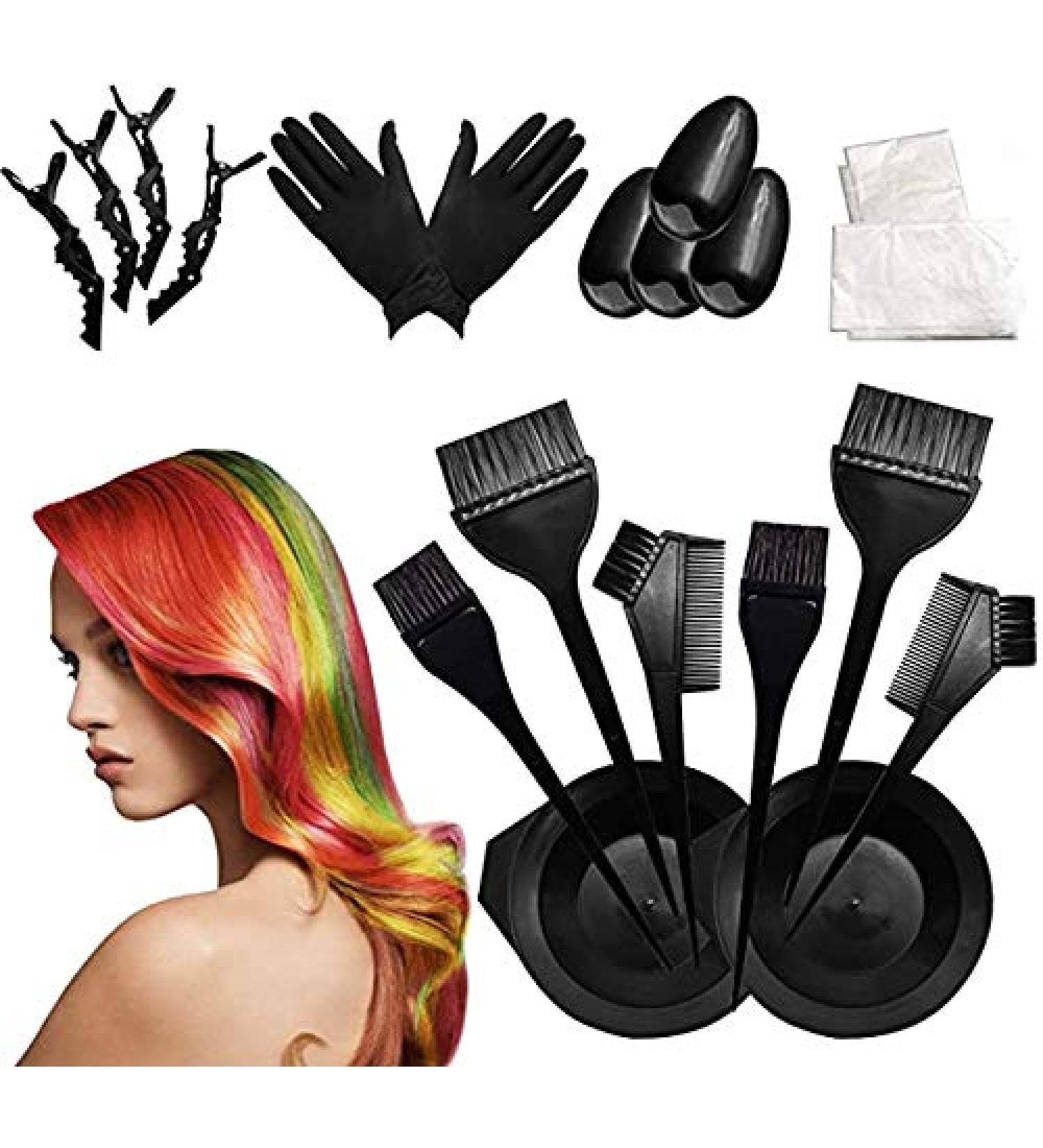 20pcs Hair Dye Kit - Professional Hair Coloring Tool Set with Bowls, Brushes, Gloves, Clips, Comb, and Disposable Shawl - Buy Online on SooperMarket.com