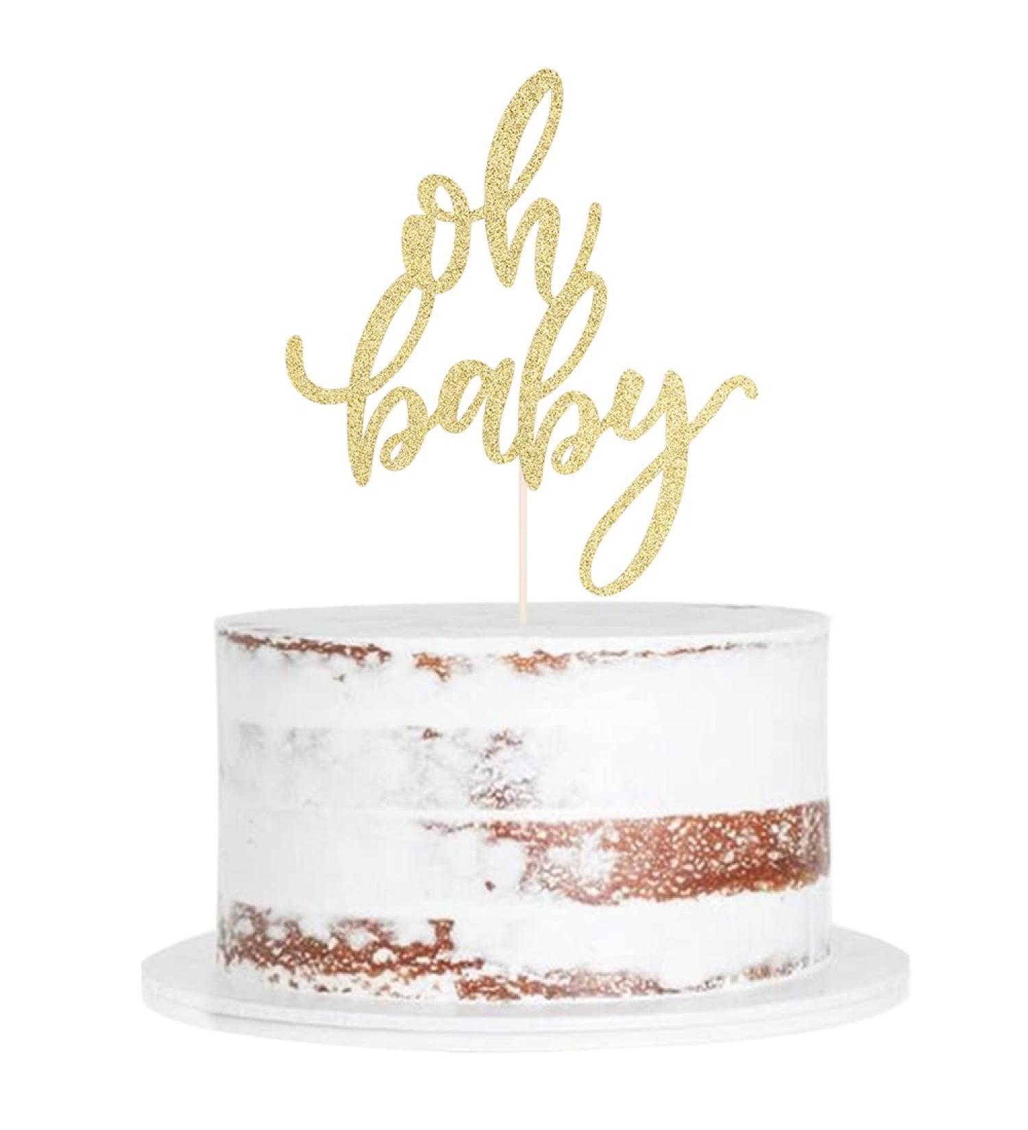Golden Oh Baby Cake Topper - Baby Party Decoration for Baptism, Gender Reveal & New Baby Celebrations - Buy Online on SooperMarket.com