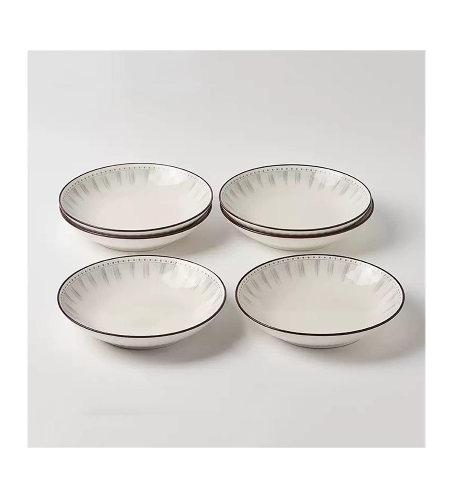 Serving Plates Ceramic Plate Household Dish Dish White Circular Kitchen Restaurant Dish Simple Line Shape Deep Plate Soup Plate Vintage Dish Set of 4/6 for Appetizer Dinner and Desserts (Color : C Small C - Buy Online on SooperMarket.com