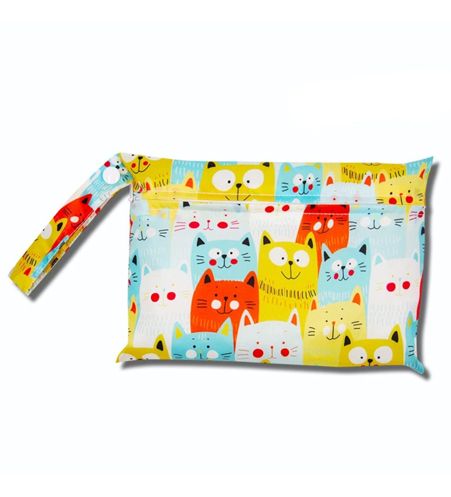 Egurs Waterproof Reusable Wetbag Diaper Bag - Cat Design (22x15cm) | Eco-Friendly Nappy Bag for Travel - Buy Online on SooperMarket.com