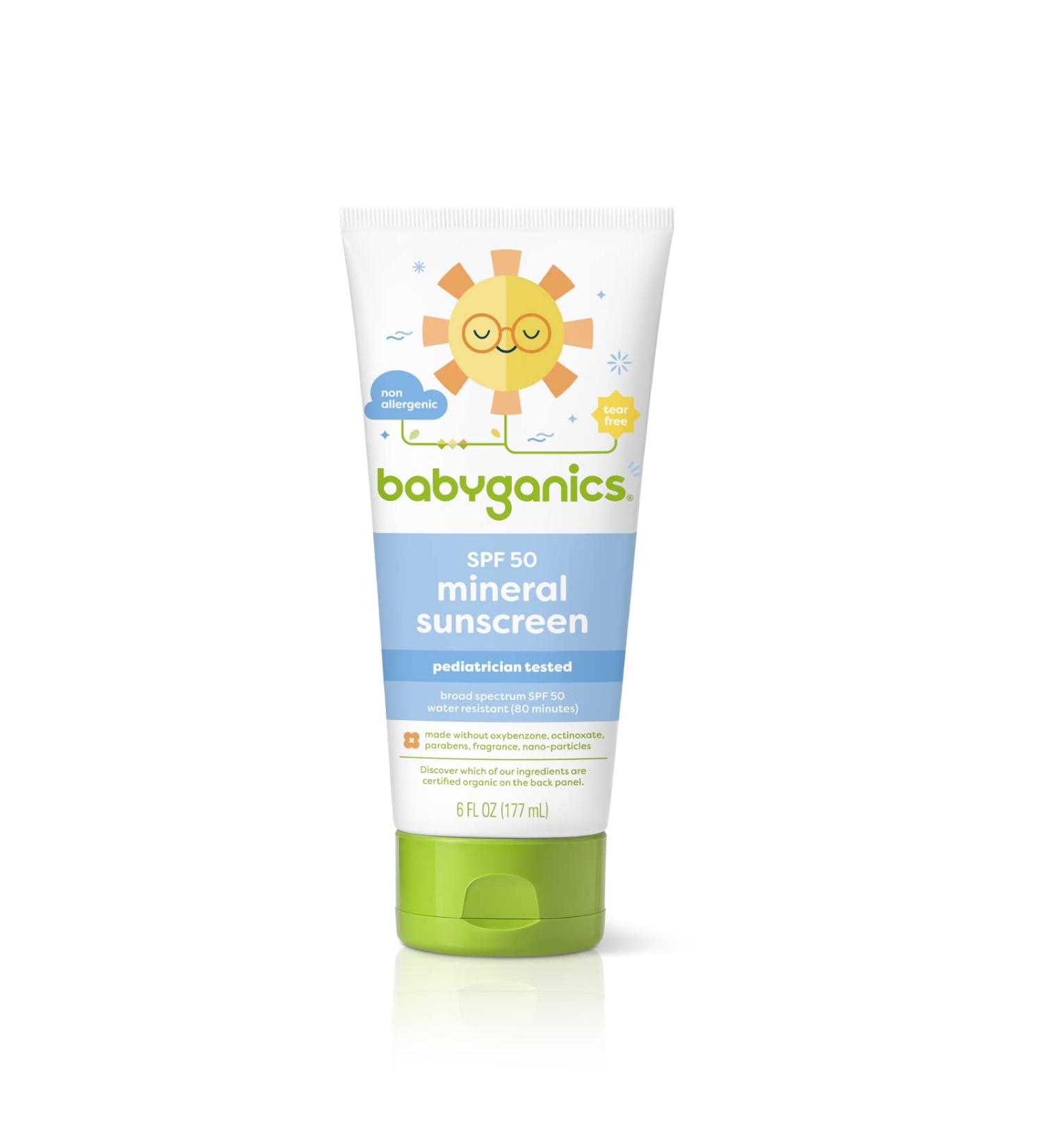 Babyganics 50 SPF Sunscreen Lotion 6 oz | Mineral Baby Sunscreen for UVA UVB Protection | Water Resistant | Pack of 1 - Buy Online on SooperMarket.com