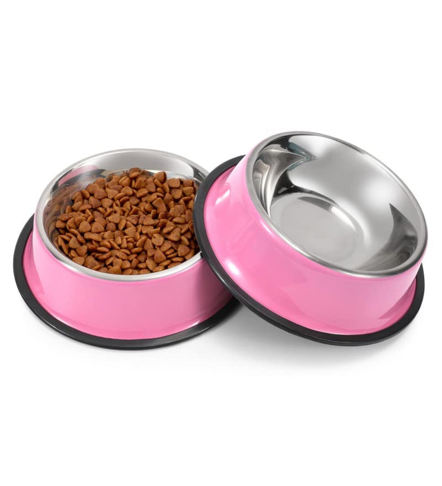 WERFORU 2 Pieces Dog Bowls Stainless Steel Dog Cat Bowls Pet Bowls For Feeding Water and Food Pink Medium Size M (2 Count) A-pink - Buy Online on SooperMarket.com
