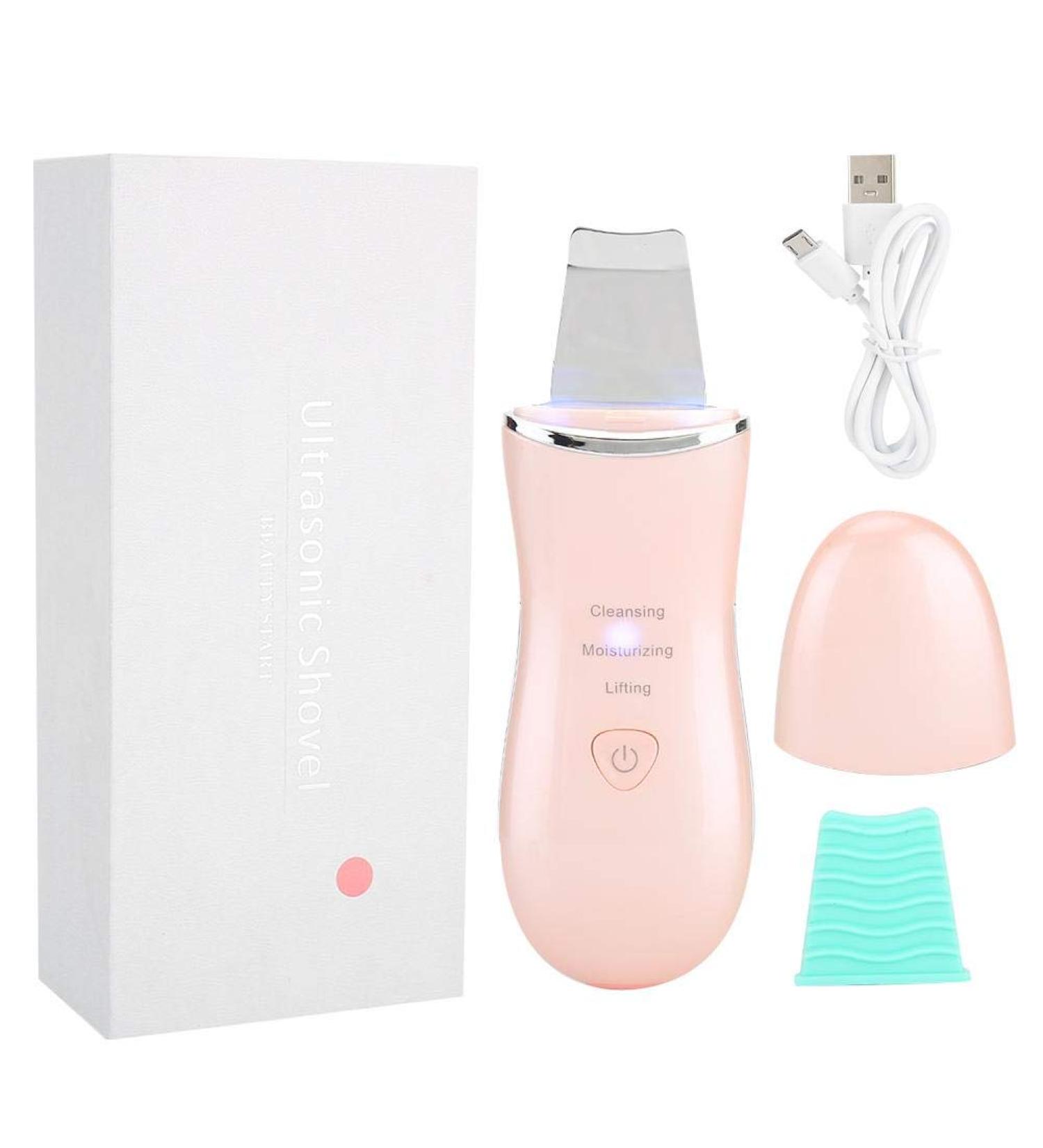 Skin Scrubber Face Spatula for Deep Facial Cleansing - Acne Extraction and Exfoliating Agent - Face Cleaning Machine in Pink - Buy Online on SooperMarket.com