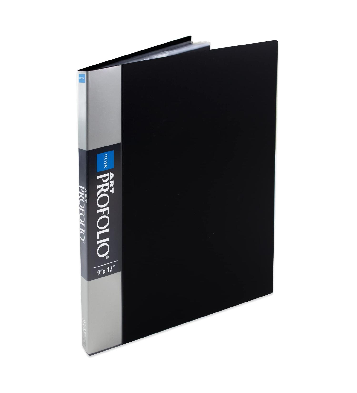 Itoya Art ProFolio 9x12 Black Portfolio Binder with Plastic Sleeves - 48 Pages, Clear Protectors - Art Presentation Book for Display and Storage - Buy Online on SooperMarket.com