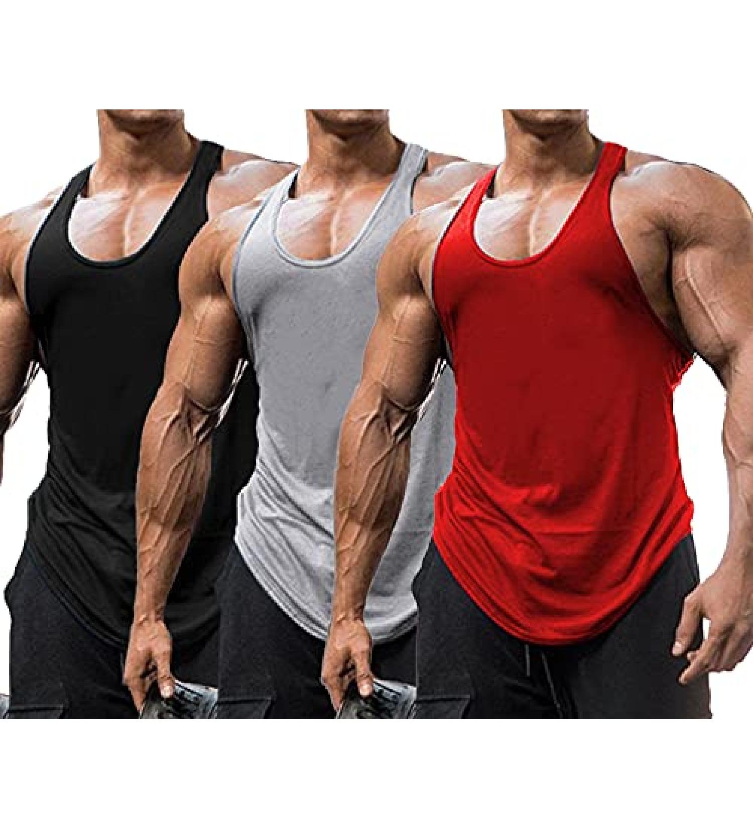 Babioboa Men's 3 Pack Gym Workout Tank Tops - X-Large Black/Grey/Red - Buy Online on SooperMarket.com