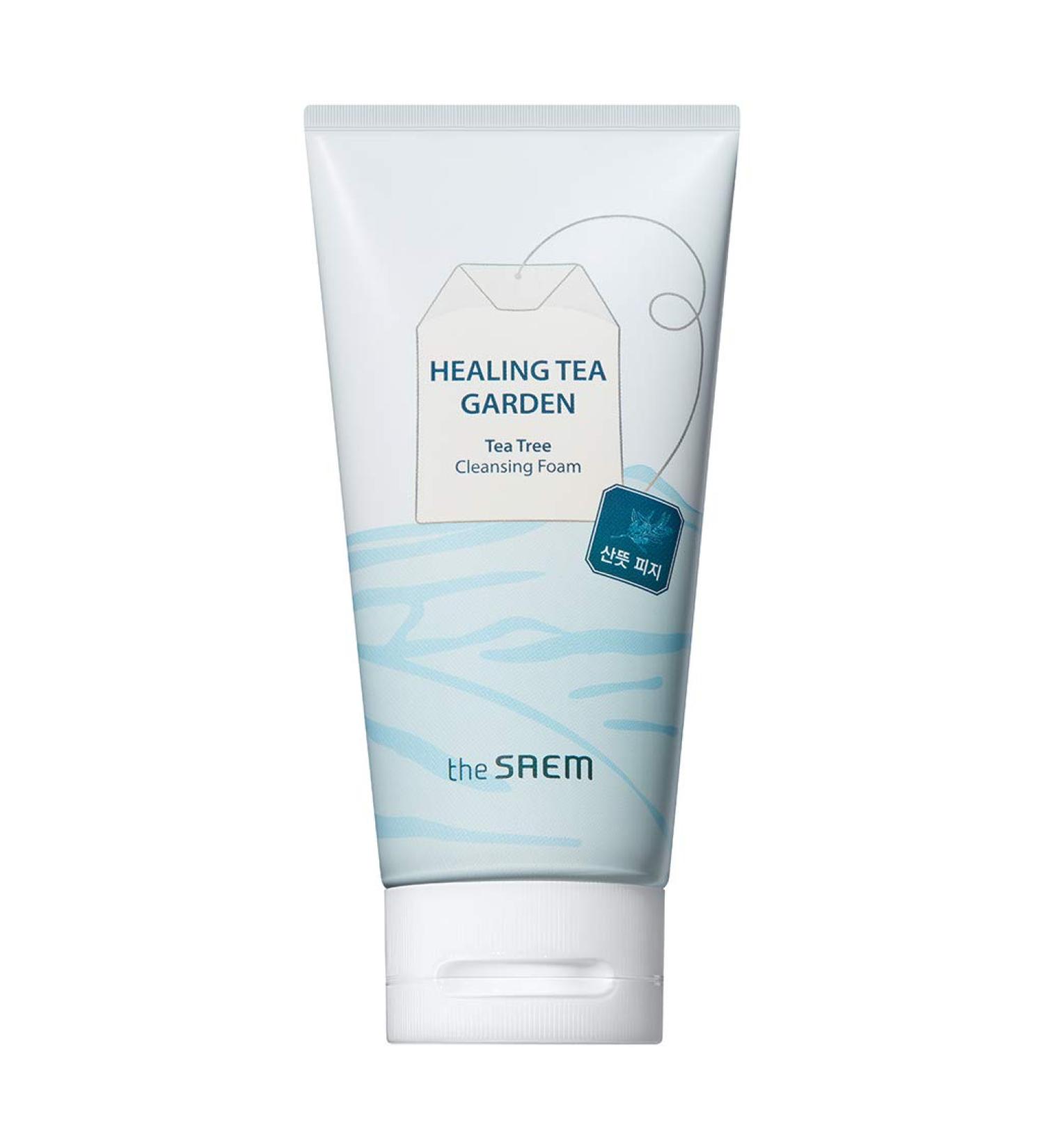 THESAEM Healing Tea Garden Tea Tree Cleansing Foam 150ml - Sebum Control Care Facial Cleansing Foam with Rich Bubble Removes Dead Cell Skins for Oily & Sensitive Skin