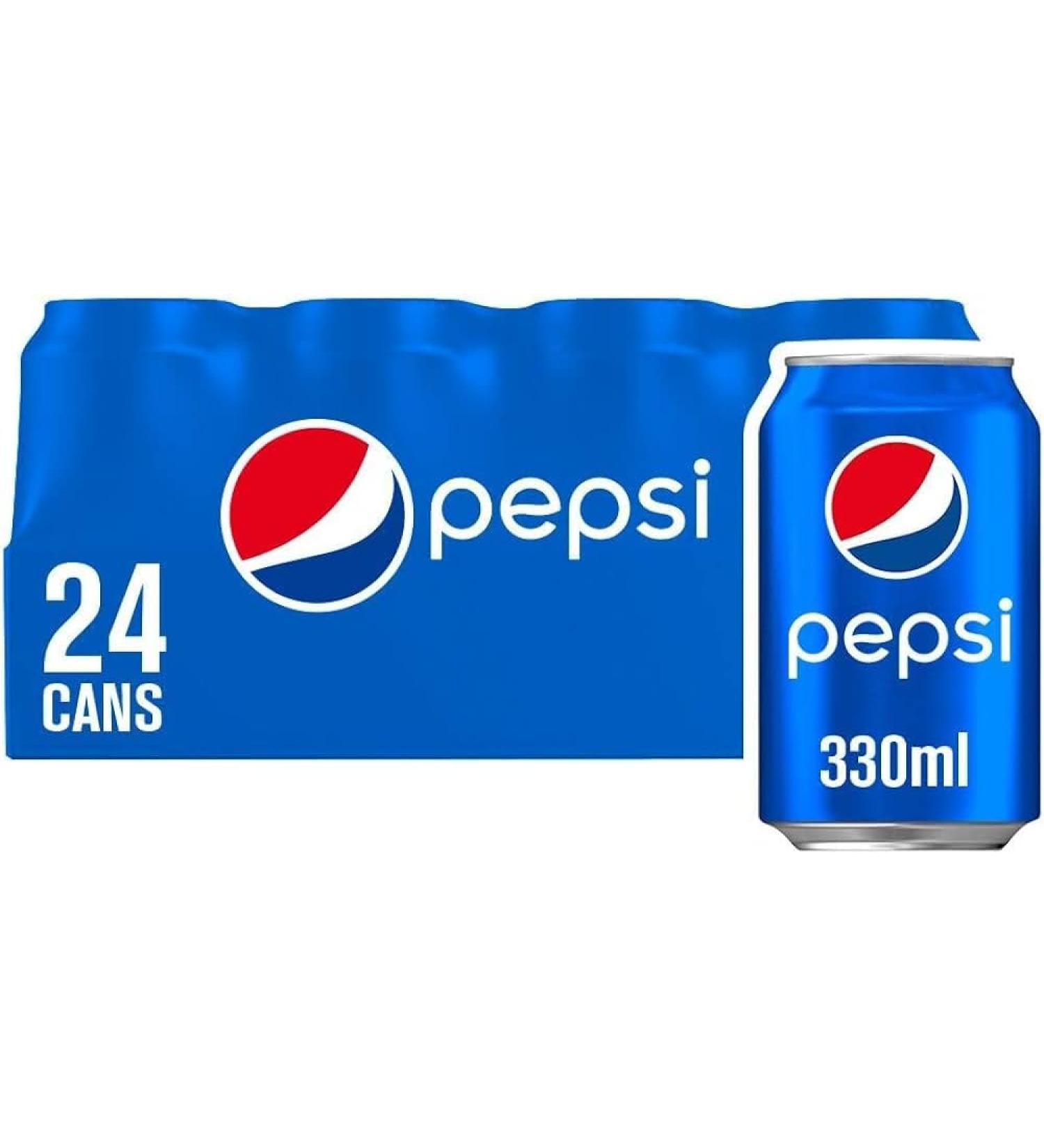 Pepsi Regular Soft Drink Cans 330ml Classic Pepsi Flavor | Convenient Size | Ideal for Parties | Blue Cans | Refreshing Carbonated Beverage (24)
