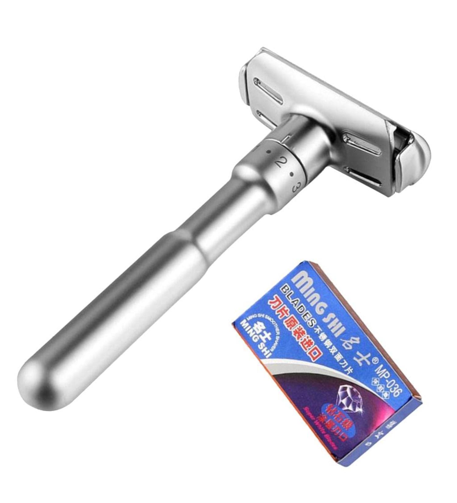 Folpus Zinc Alloy Handle Double Edge Safety Razor - Premium Quality Shaving with 5 Extra Blades - International Shipping Available - Buy Online on SooperMarket.com