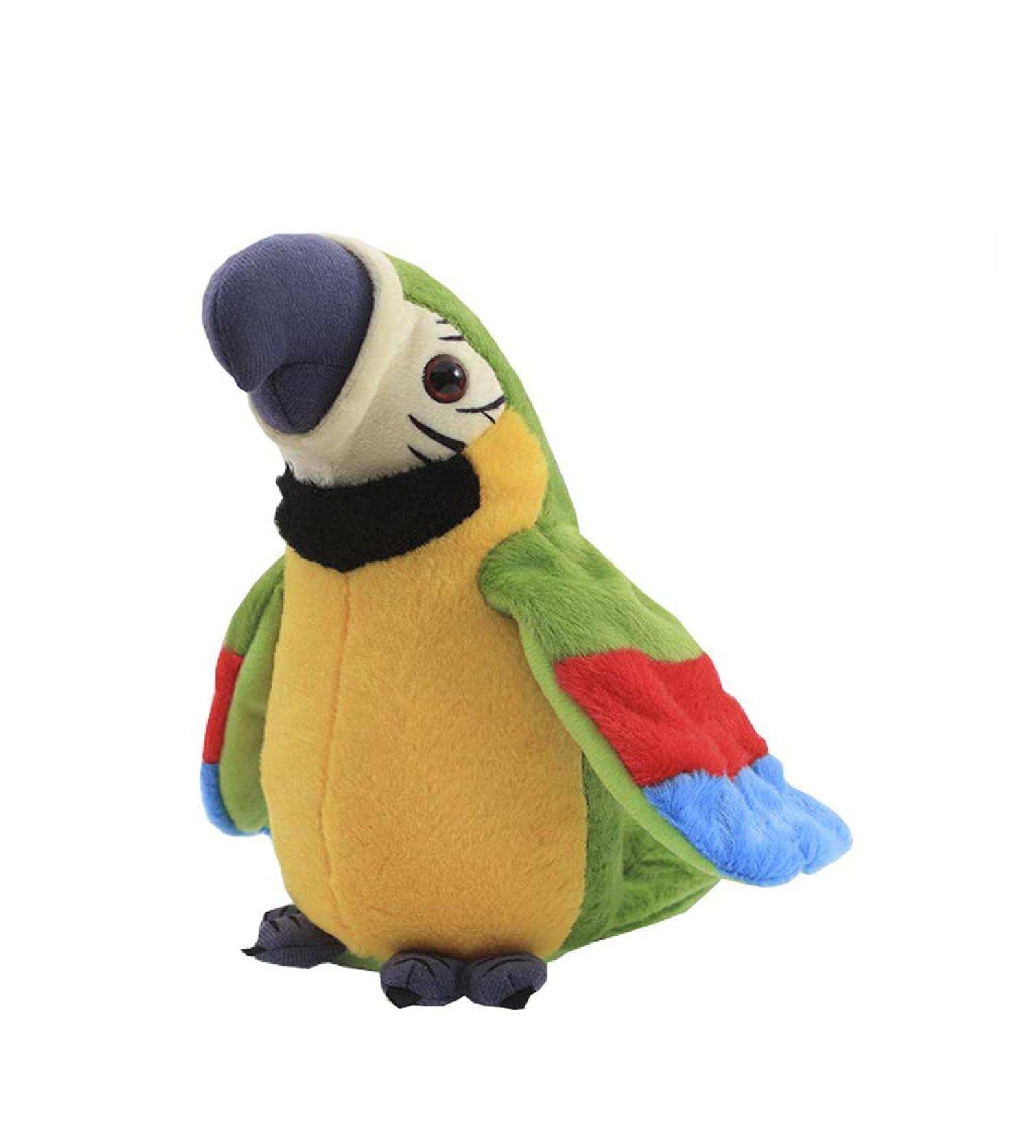 Moonlove Cute talking parrot toy record Interactive Plush toy repeat speaking parrot waving wings Funny plush bird toy Christmas Birthday Gift (Mix-Green)