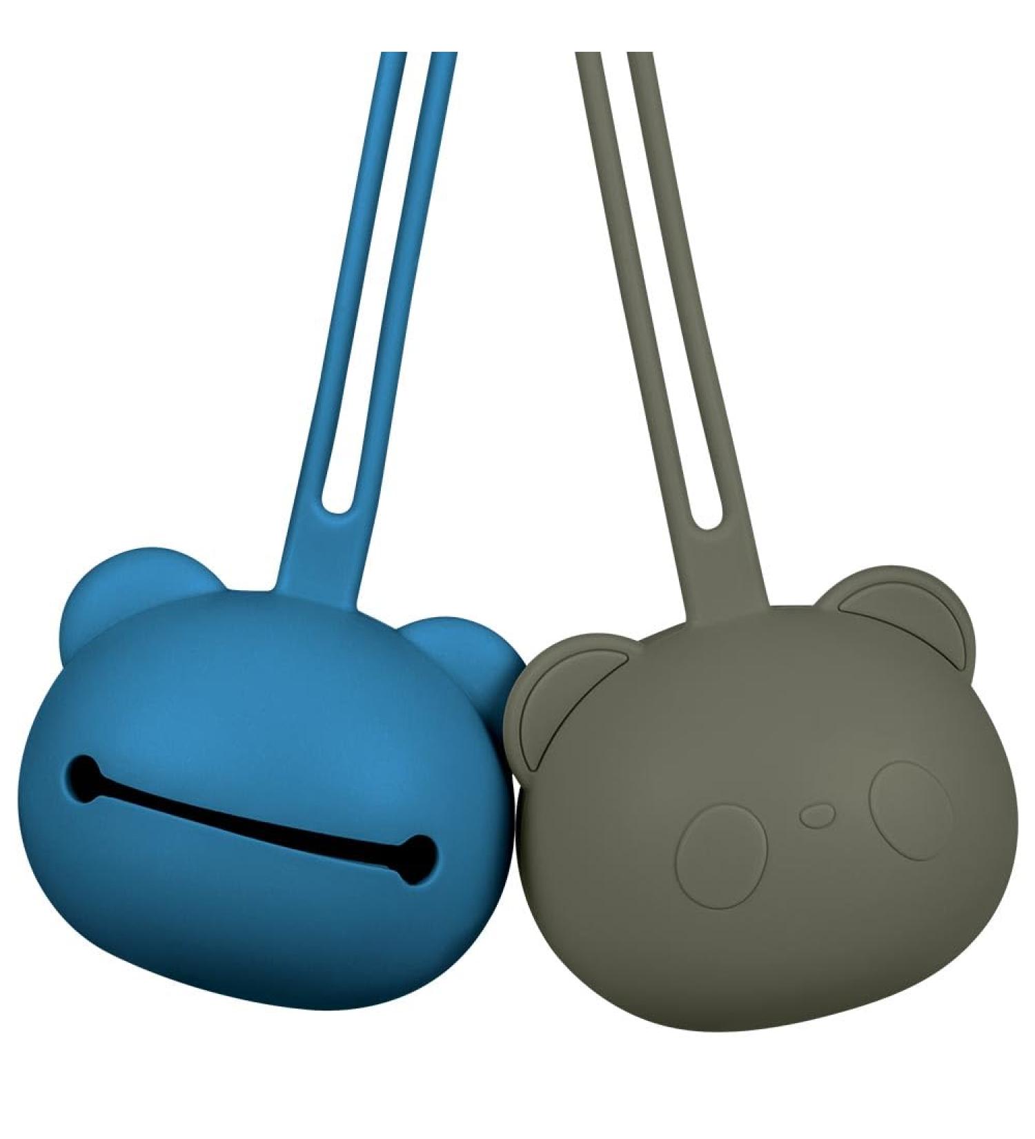 Airfish Silicone Pacifier Box 2-Pack | BPA-Free Baby Bear Pacifier Holder | Travel-Friendly Storage for Girls | Gray Green & Dark Blue - Buy Online on SooperMarket.com