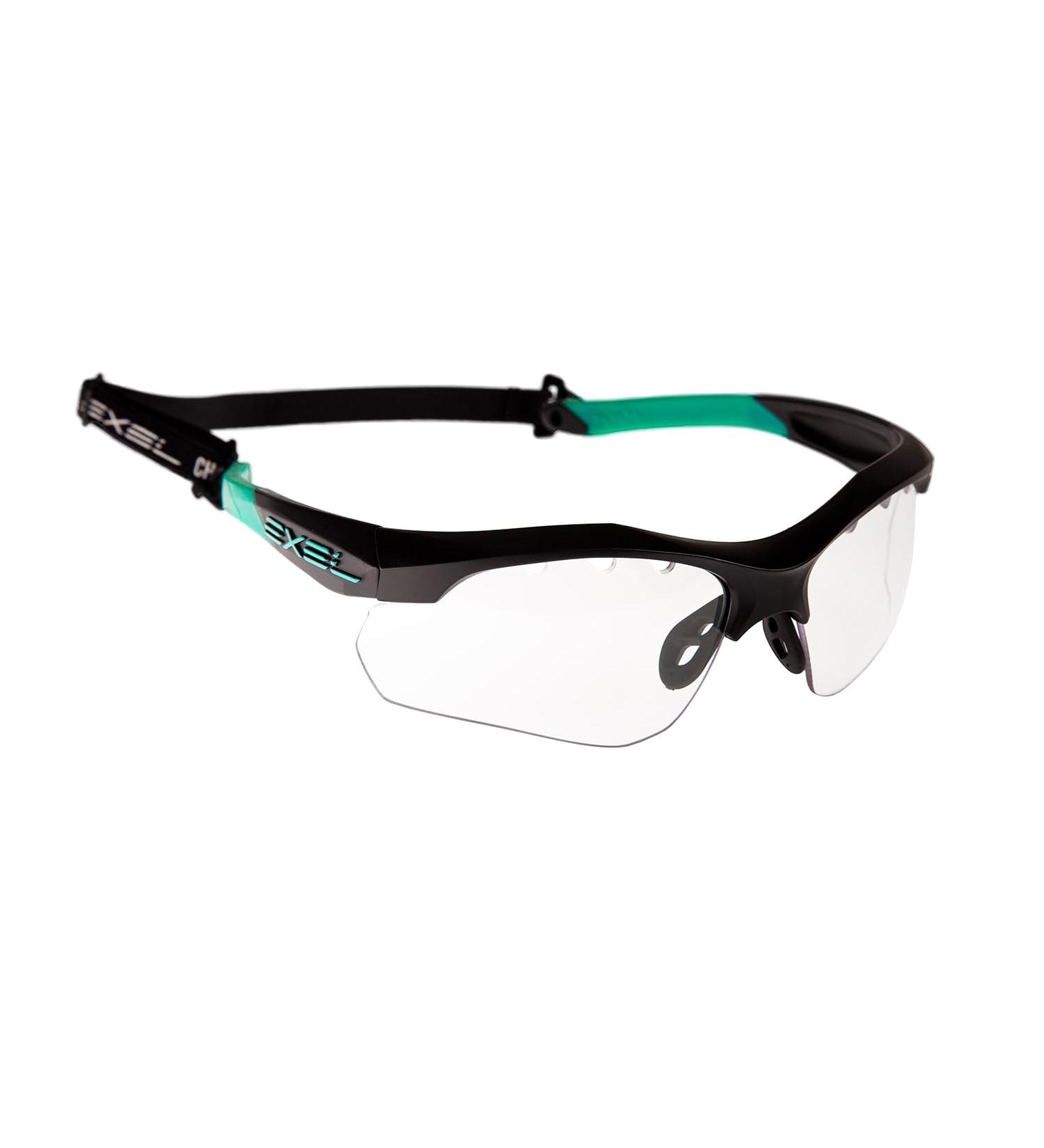 Exel Floorball Eyeguard - IFF Tested Guardian Glasses for Youth & Adults | Black/MINT with Neck Band & Cleaning Cloth - Buy Online on SooperMarket.com
