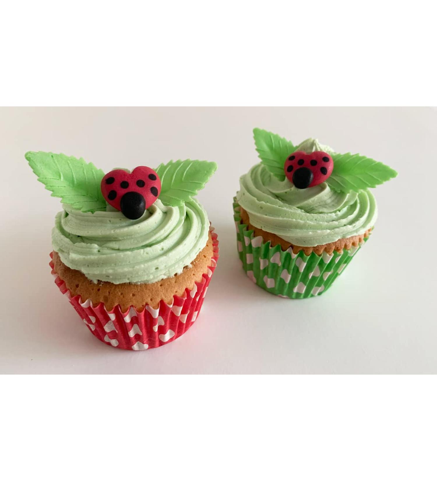 Holly Cupcakes 12 Cute Sugar Ladybirds & 12 Pretty Wafer Leaves - Buy Online on SooperMarket.com
