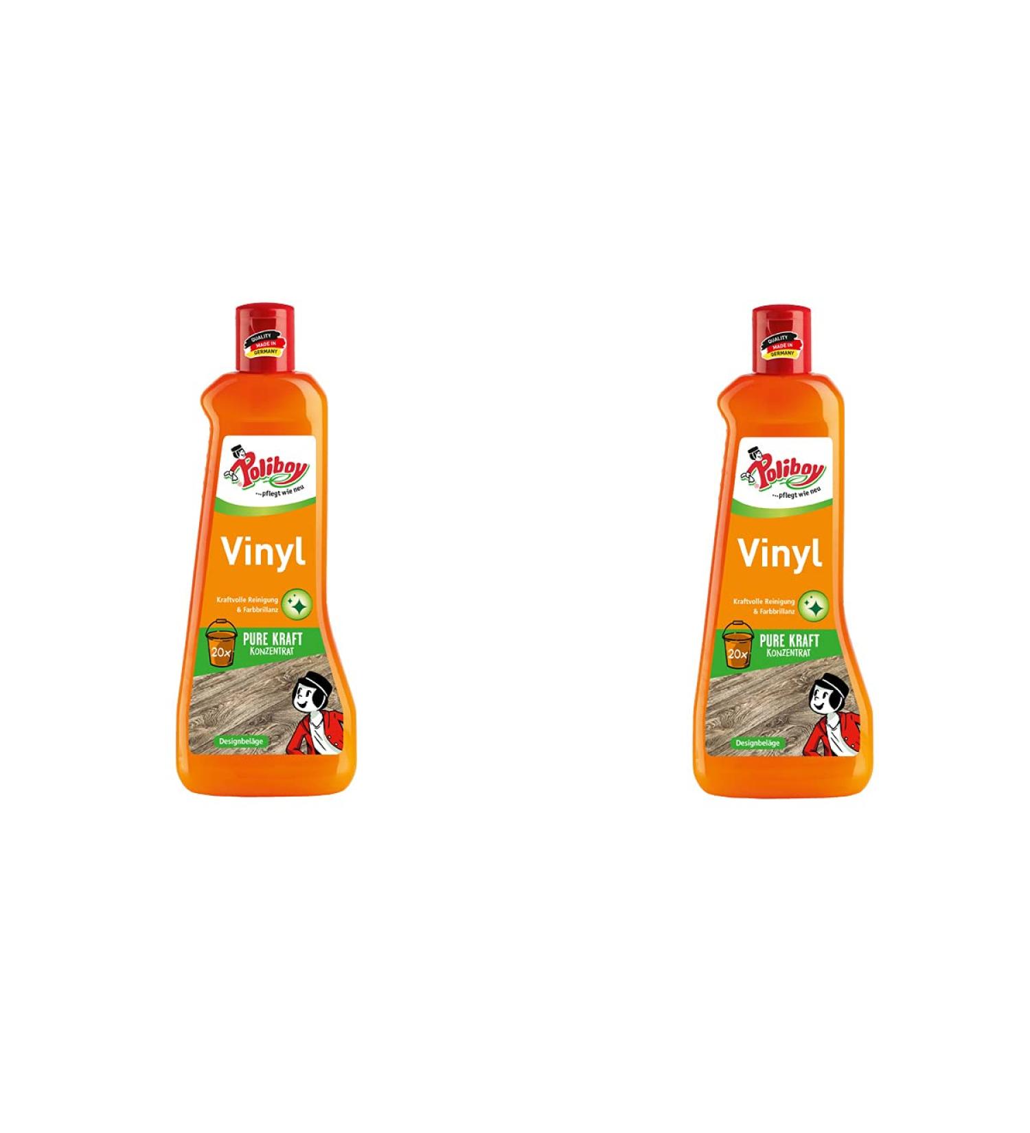 Poliboy - Vinyl & Design Belage Care - For powerful cleaning of plastic floors - floor care - 2x500 ml (1 liter) - Made in Germany Vinyl + Design Belage care 1 L (1 Pack)
