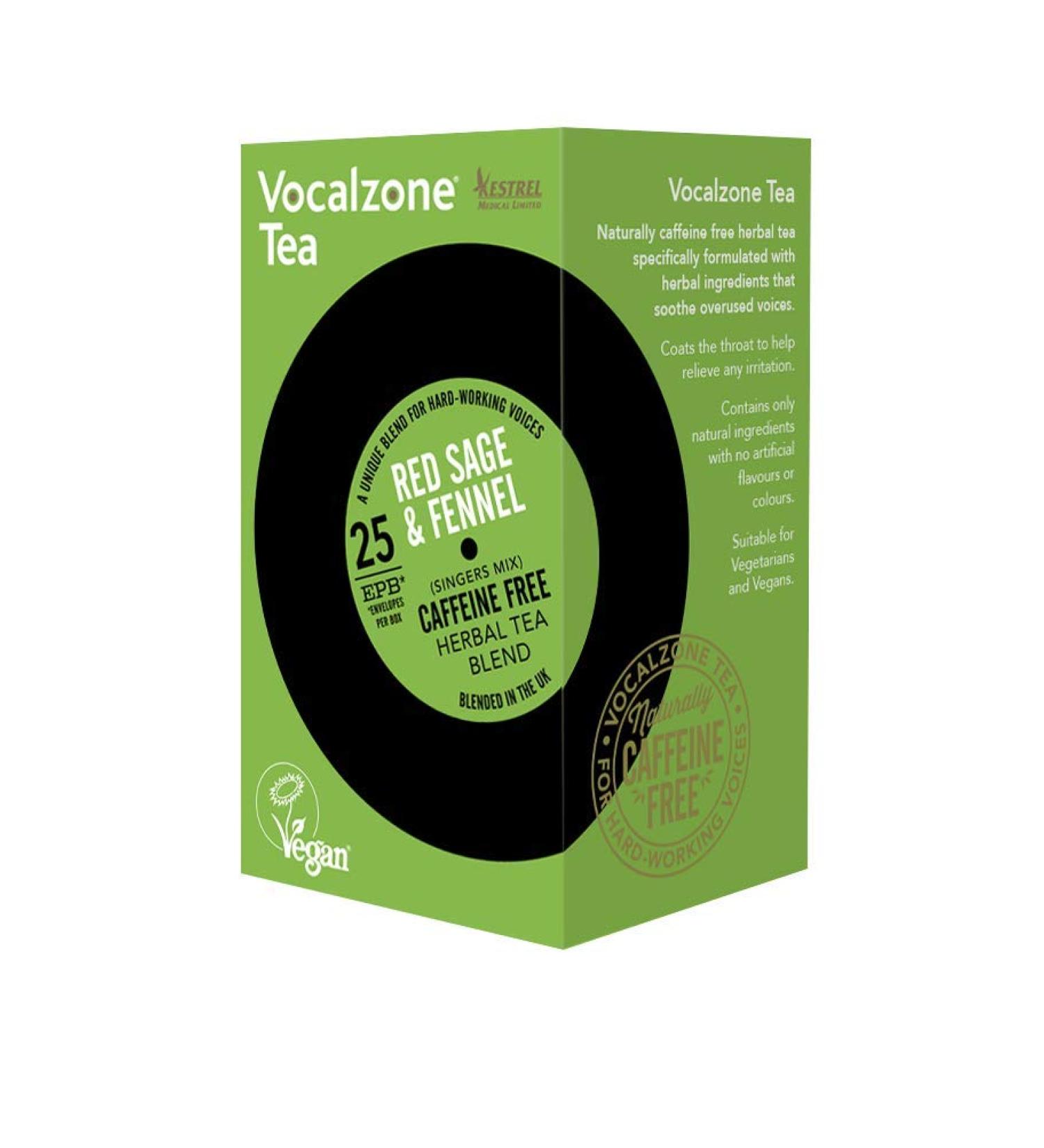 Vocalzone Tea for Throat & Voice Care - Red Sage & Fennel. Caffeine Free Herbal Tea Blend. 25 Tea Bags. Contains Liquorice Root - Buy Online on SooperMarket.com