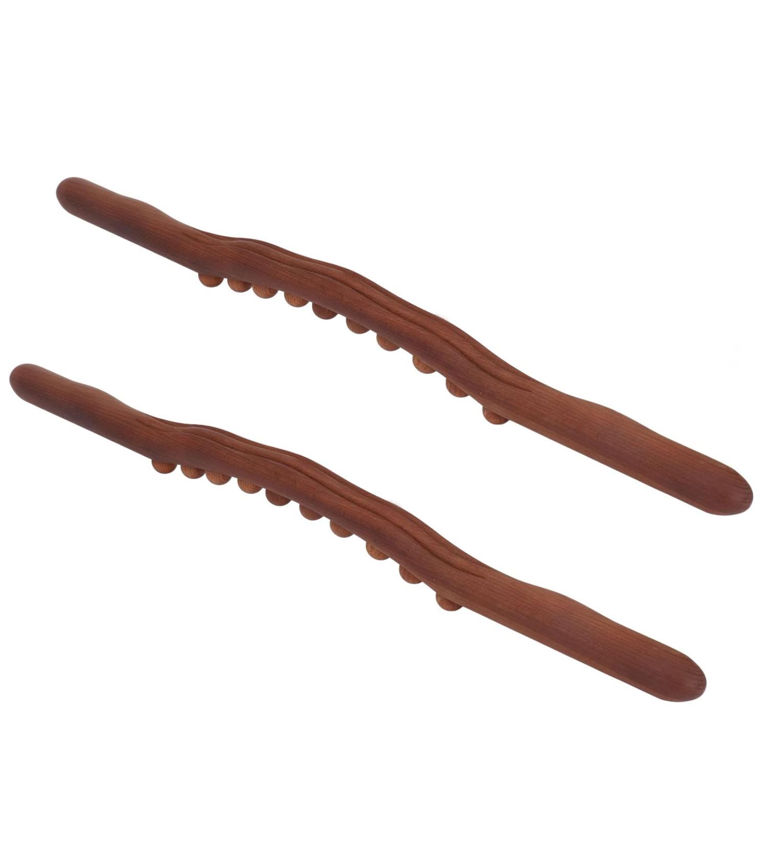 10 Massage Points Gua Sha Tools - 2 Pack Wooden Massage Sticks for Back & Leg Relief | International Shipping - Buy Online on SooperMarket.com